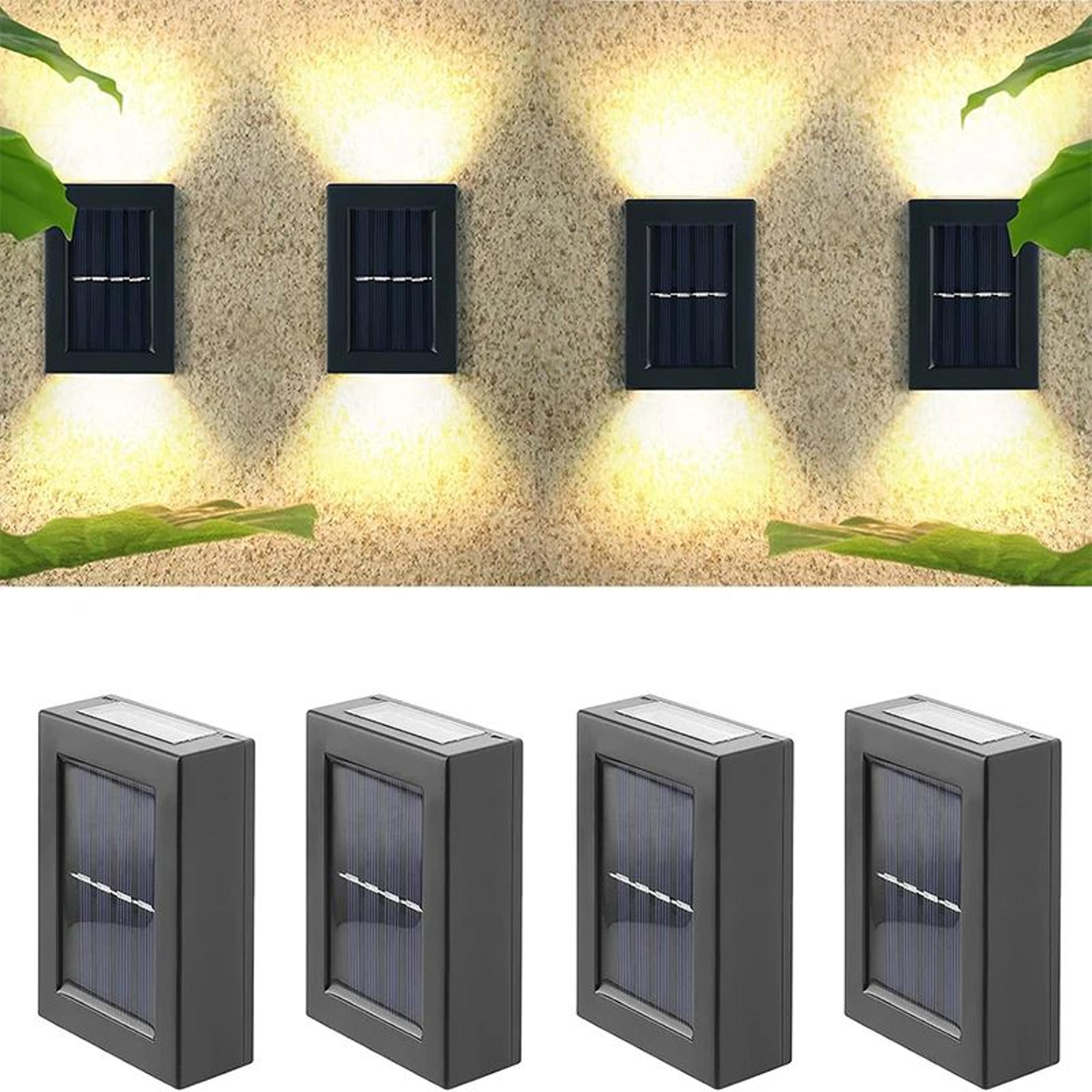 solar up and down outdoor wall lights - ip65 waterproof led garden and fence lights