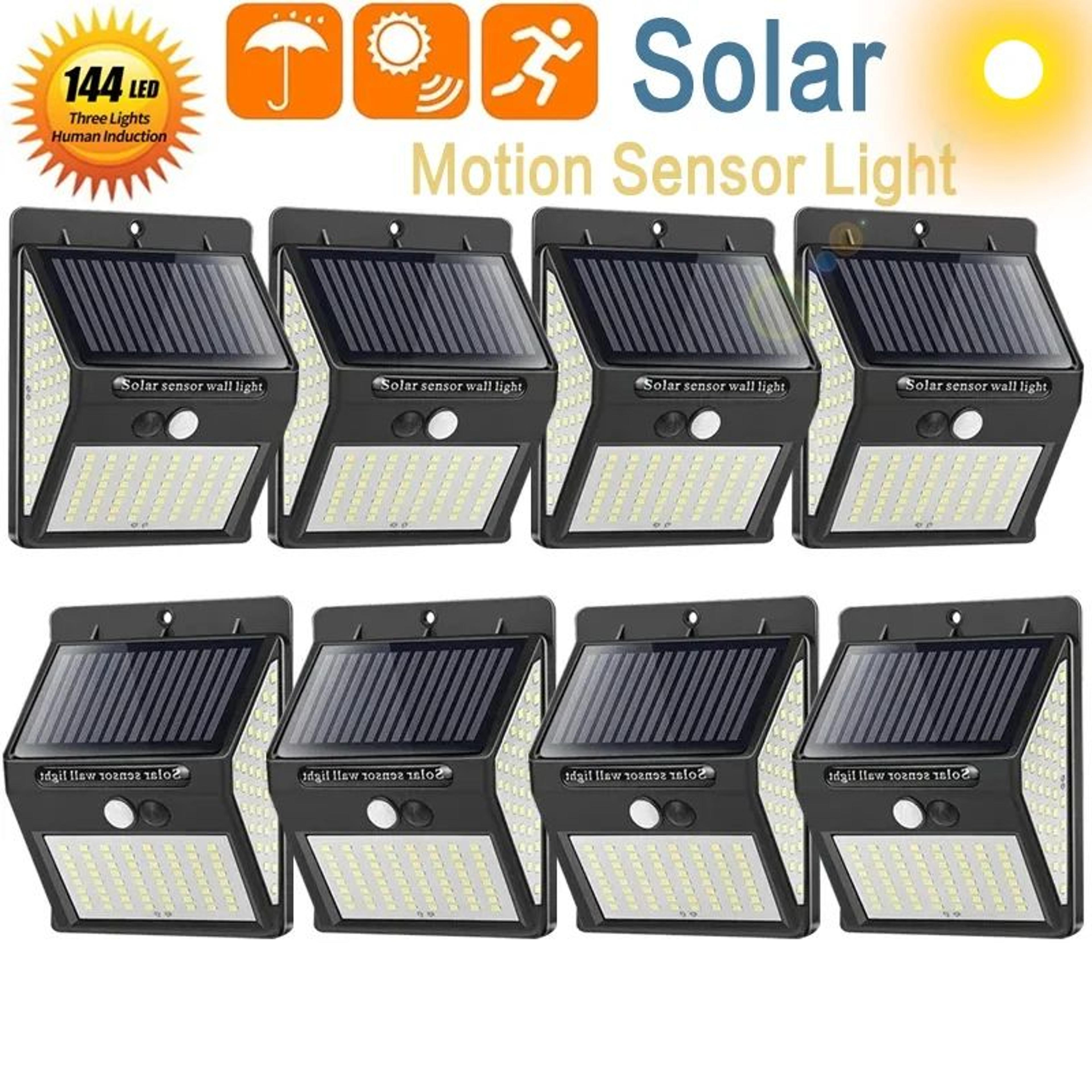 144 led solar motion sensor wall light - ip65 waterproof outdoor security lamp