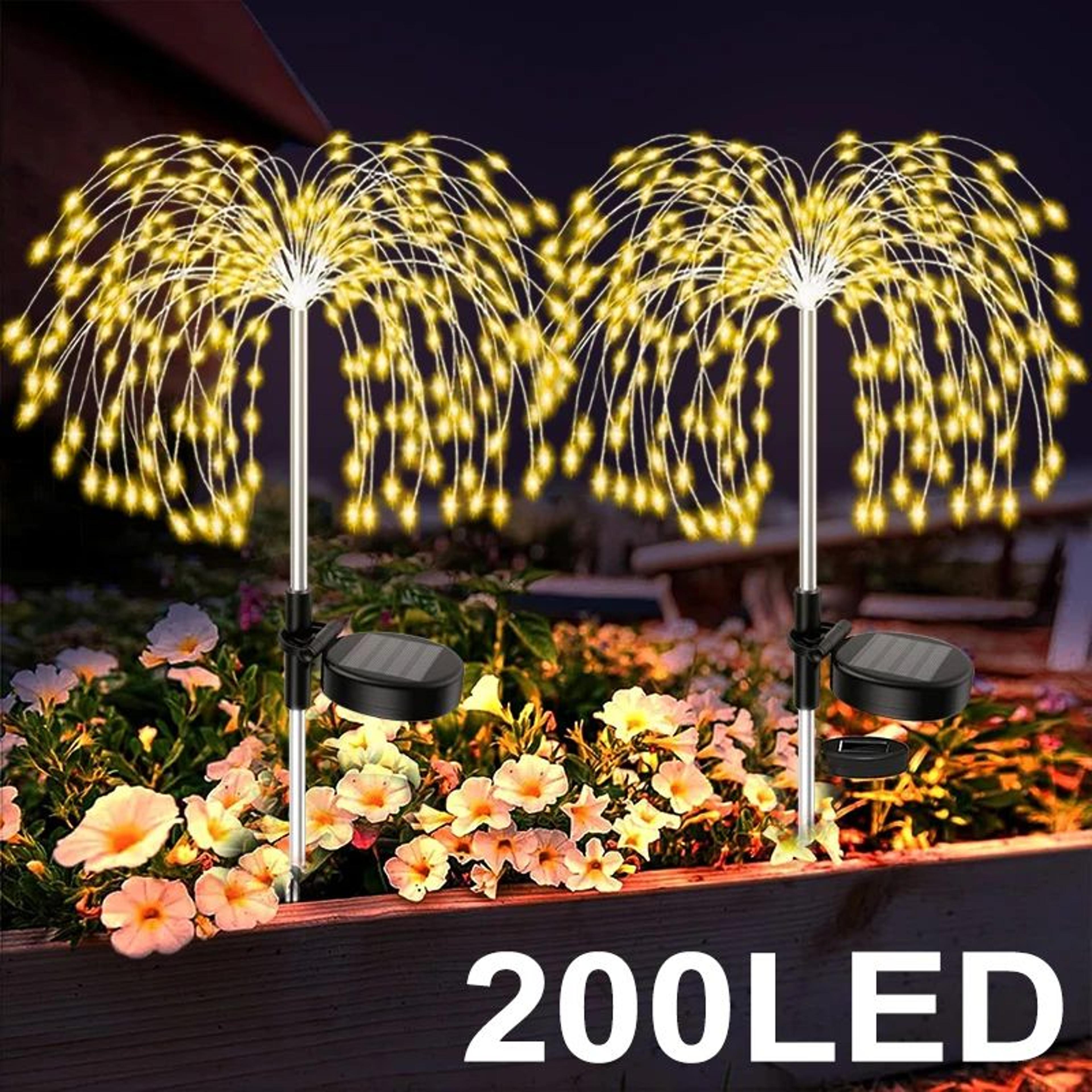 200 led solar firework garden lights - waterproof outdoor starburst landscape decor
