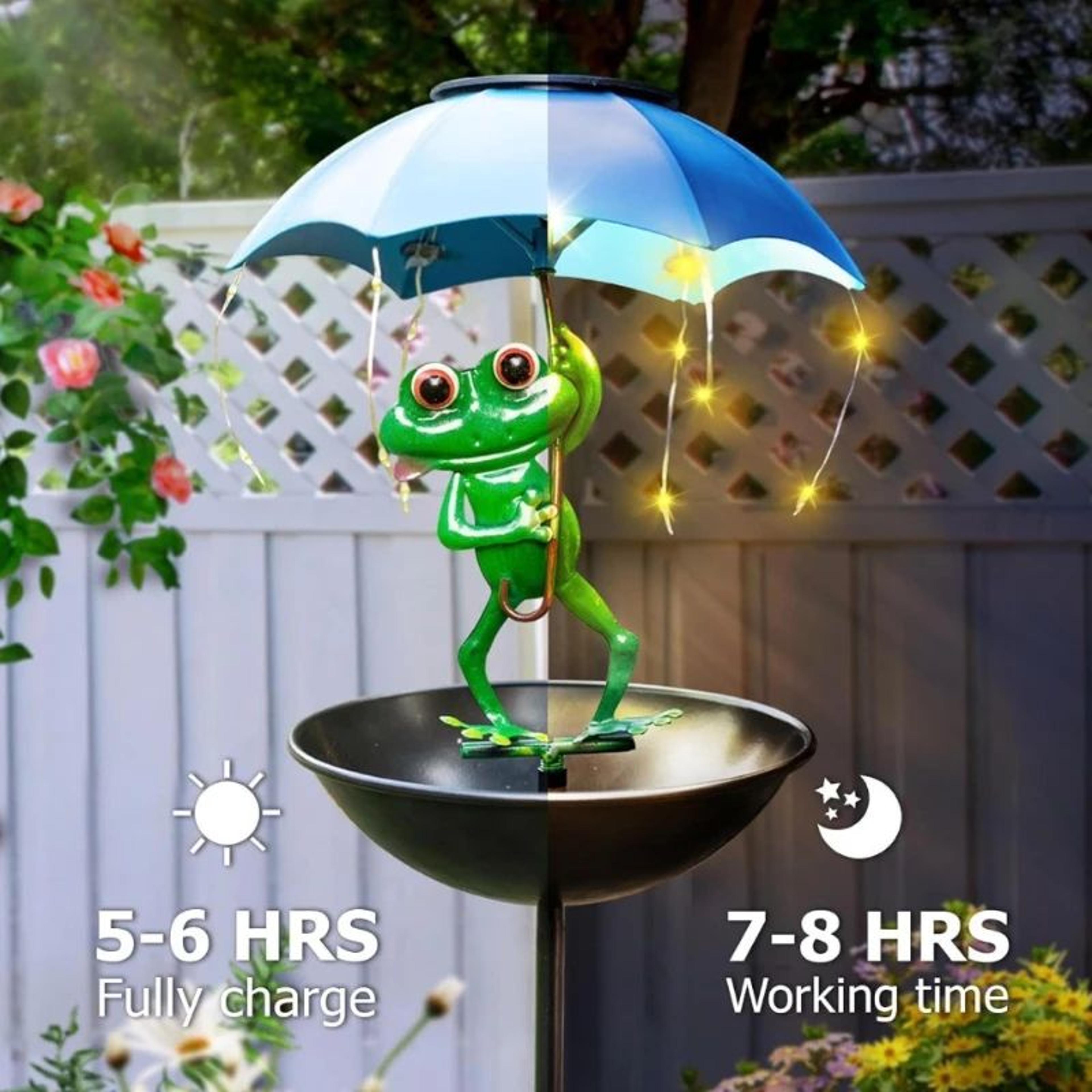 solar frog garden light with hummingbird feeder and led outdoor decor
