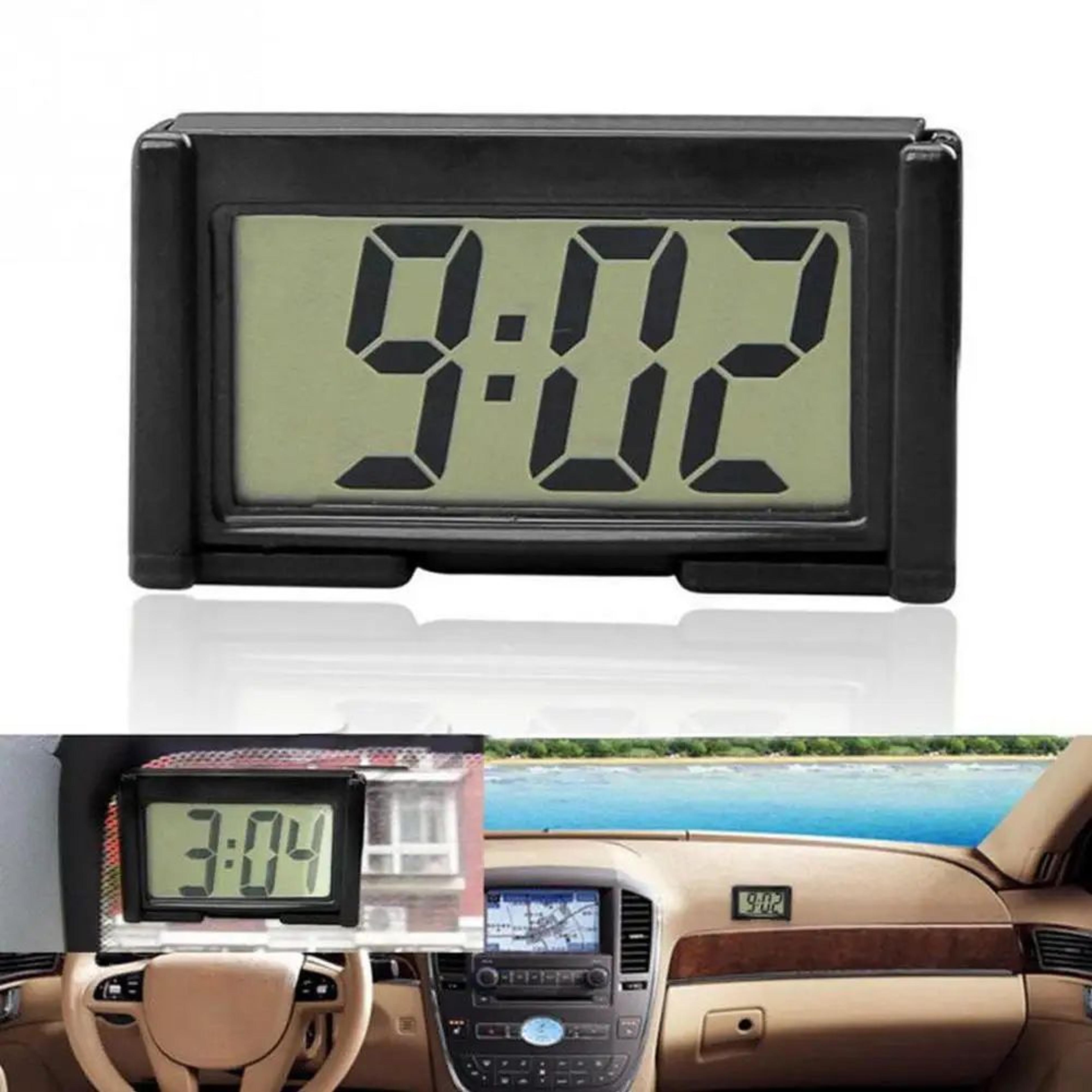 mini digital car dashboard clock with large lcd display and self-adhesive mount