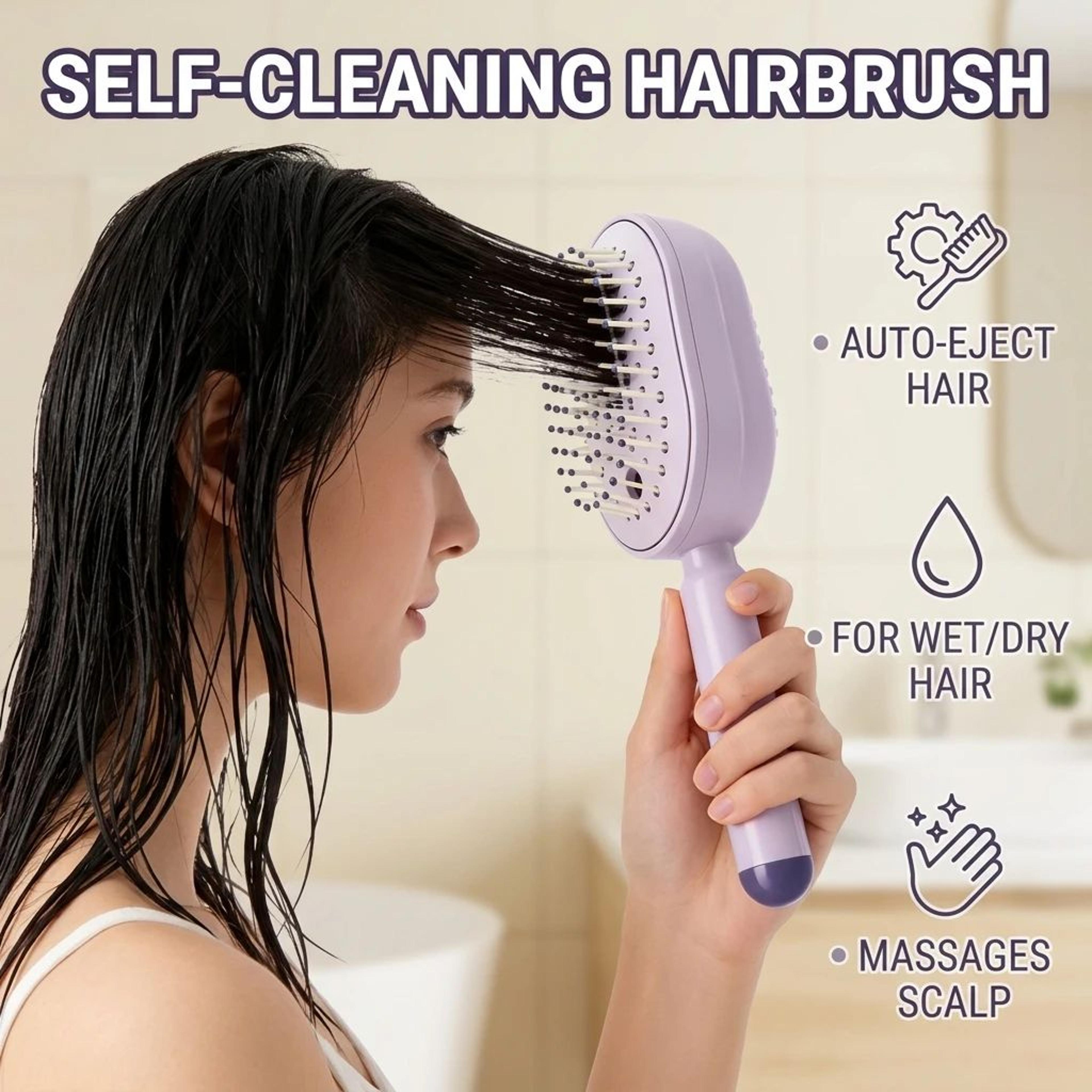 3 in 1 rechargeable electric spray scalp massager comb with self-cleaning air cushion brush