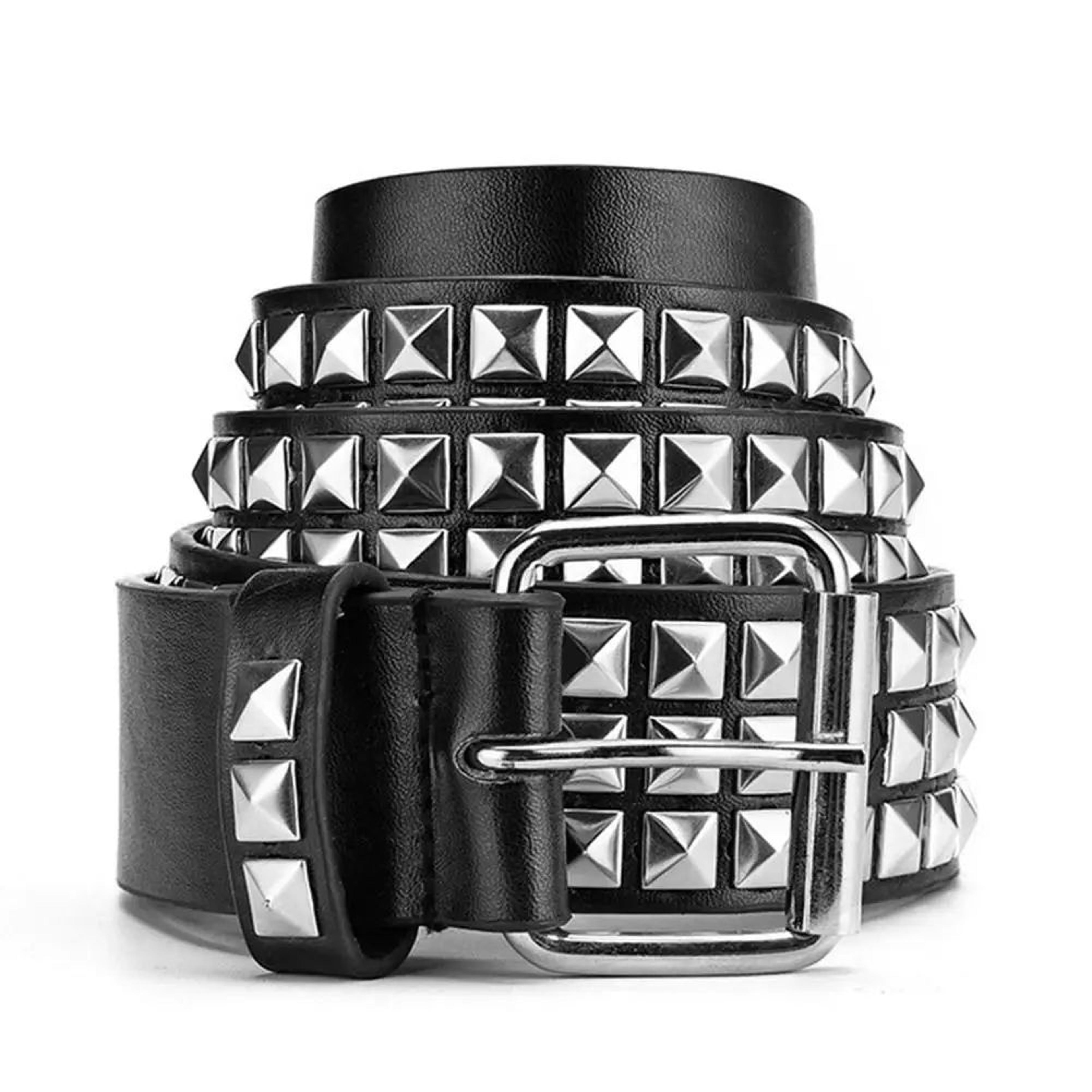 punk bullet studded belt - adjustable black rivet rock belt
