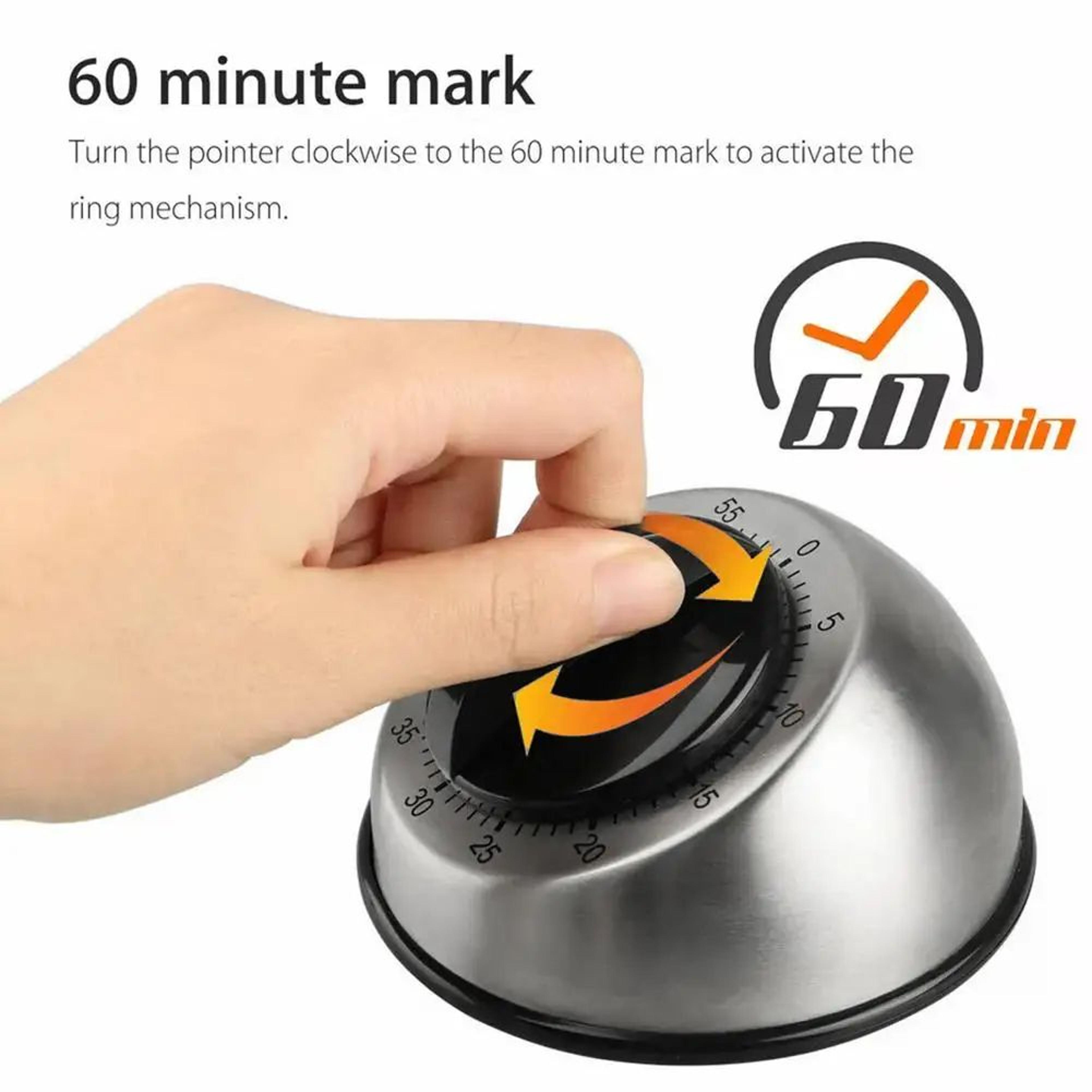 magnetic stainless steel mechanical kitchen timer 60-minute countdown
