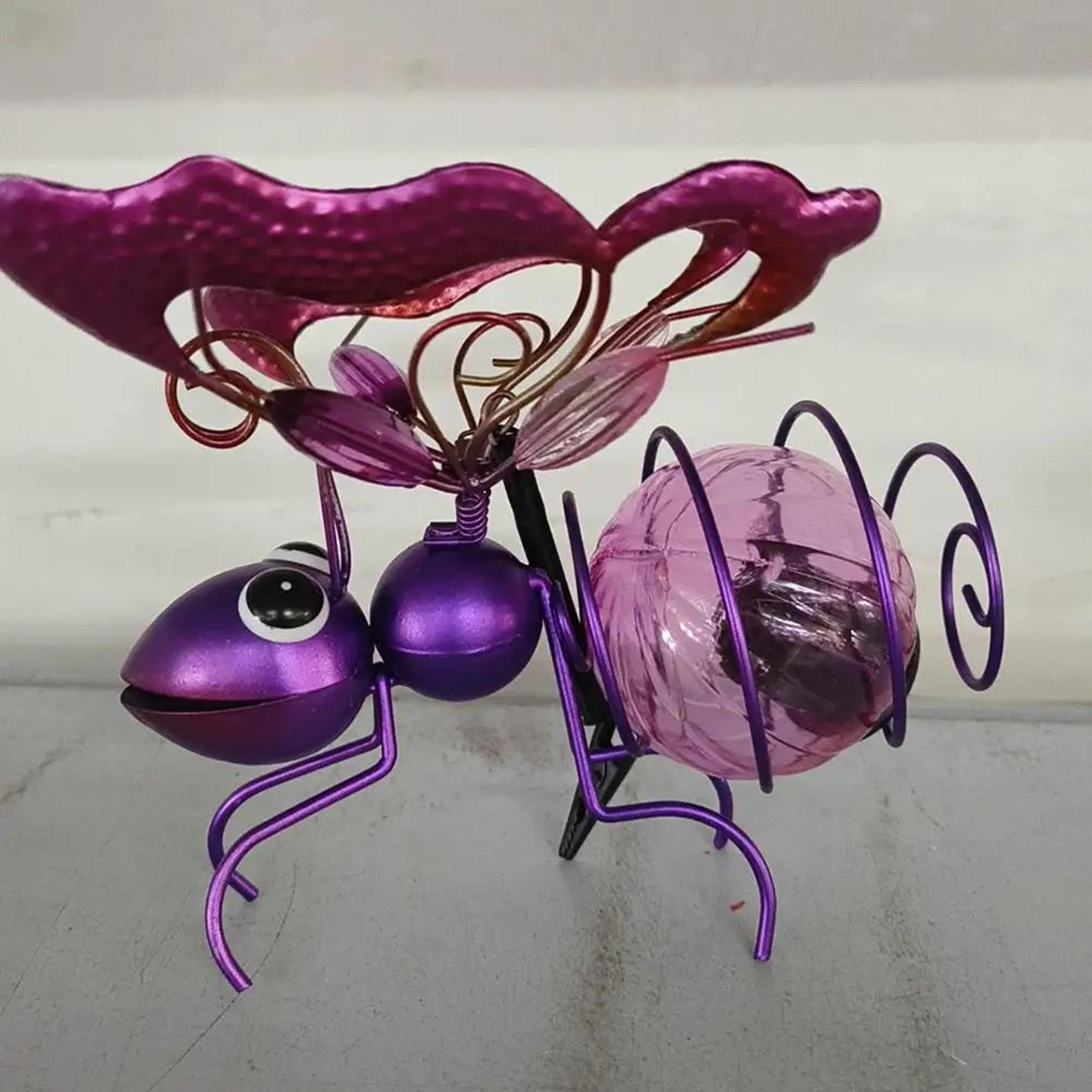 solar hanging insect fairy light with iron garden ornament