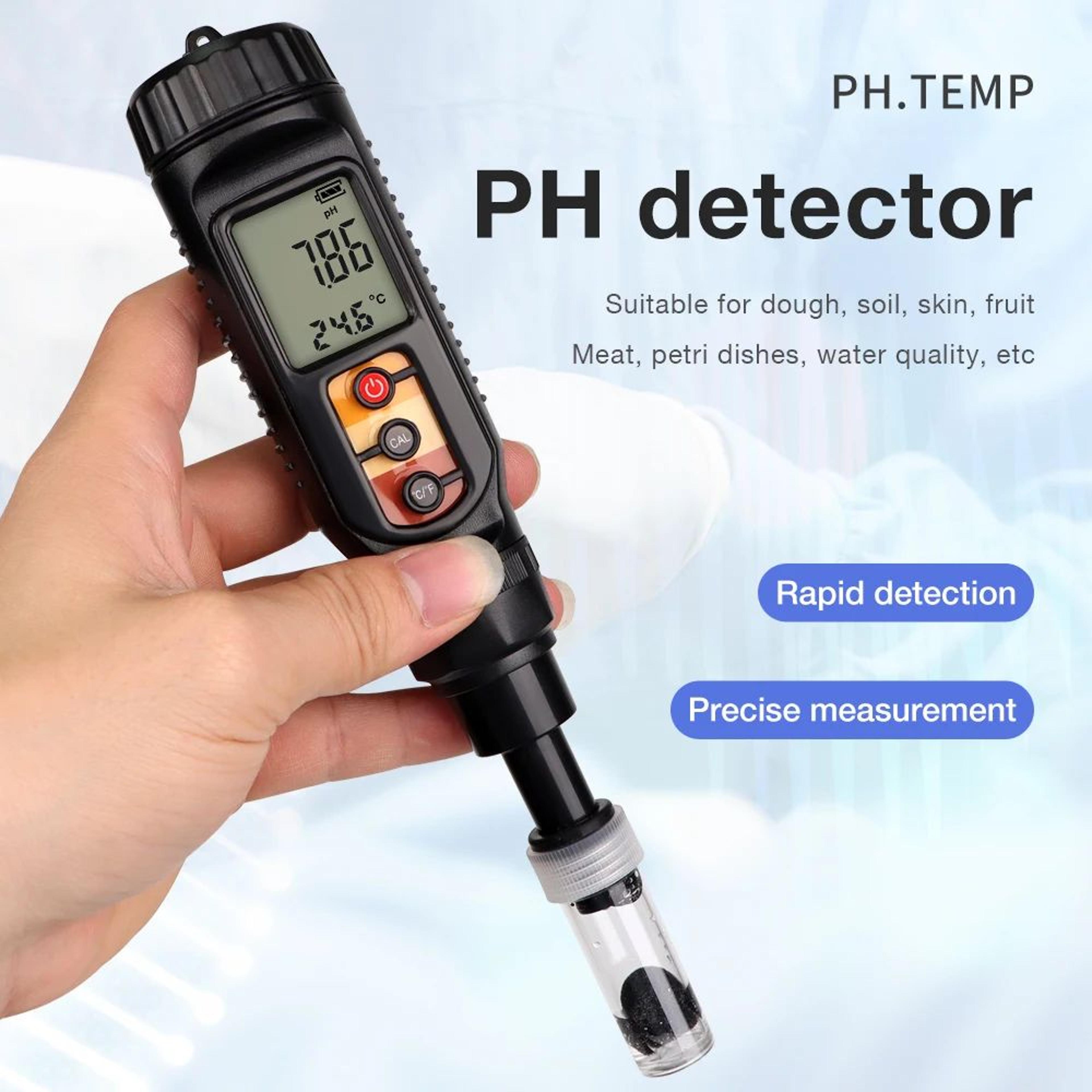 digital food ph meter with temperature sensor for dough, meat, cheese and fruit