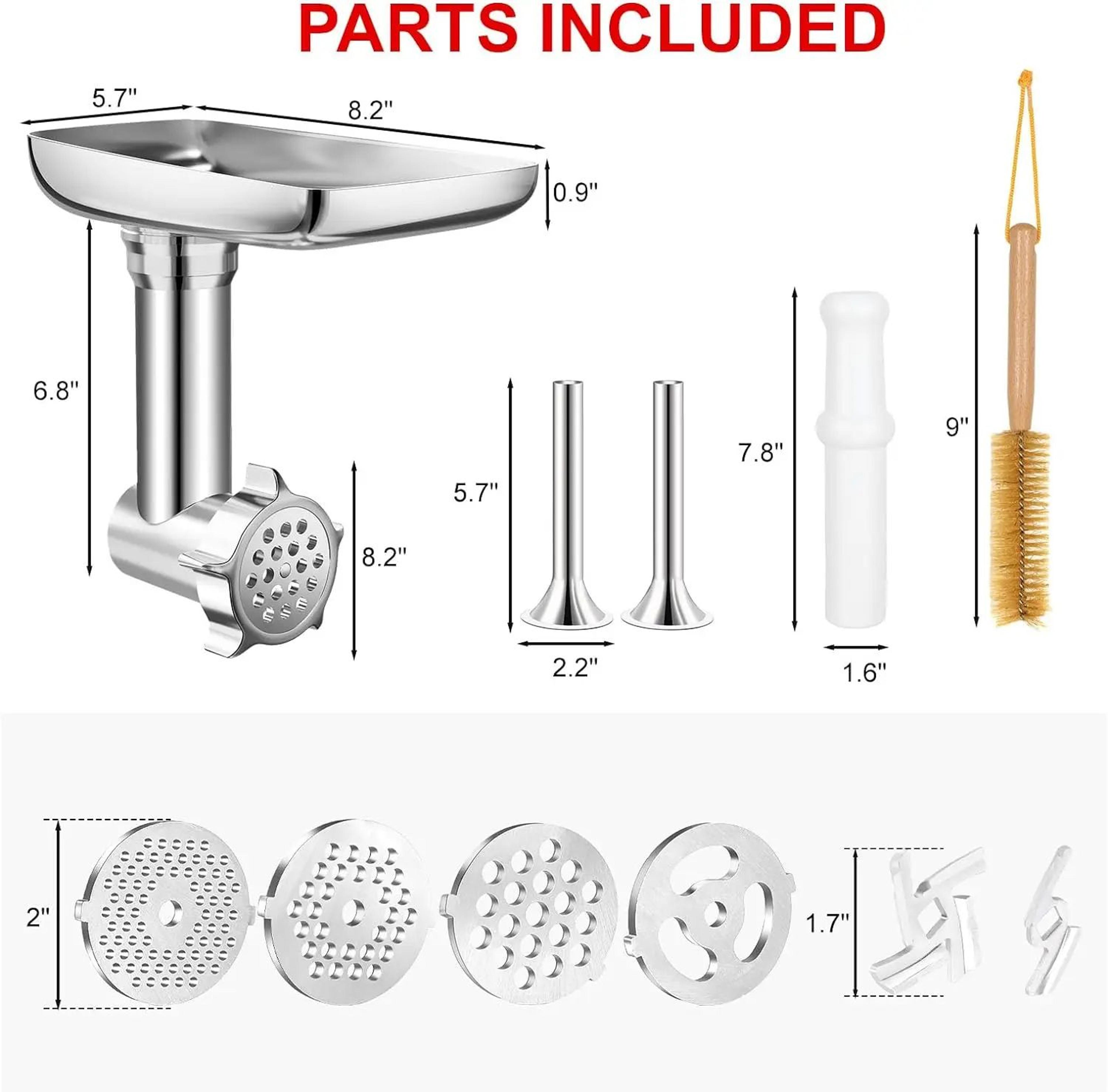 metal meat grinder attachment for kitchenaid and cuisinart stand mixers