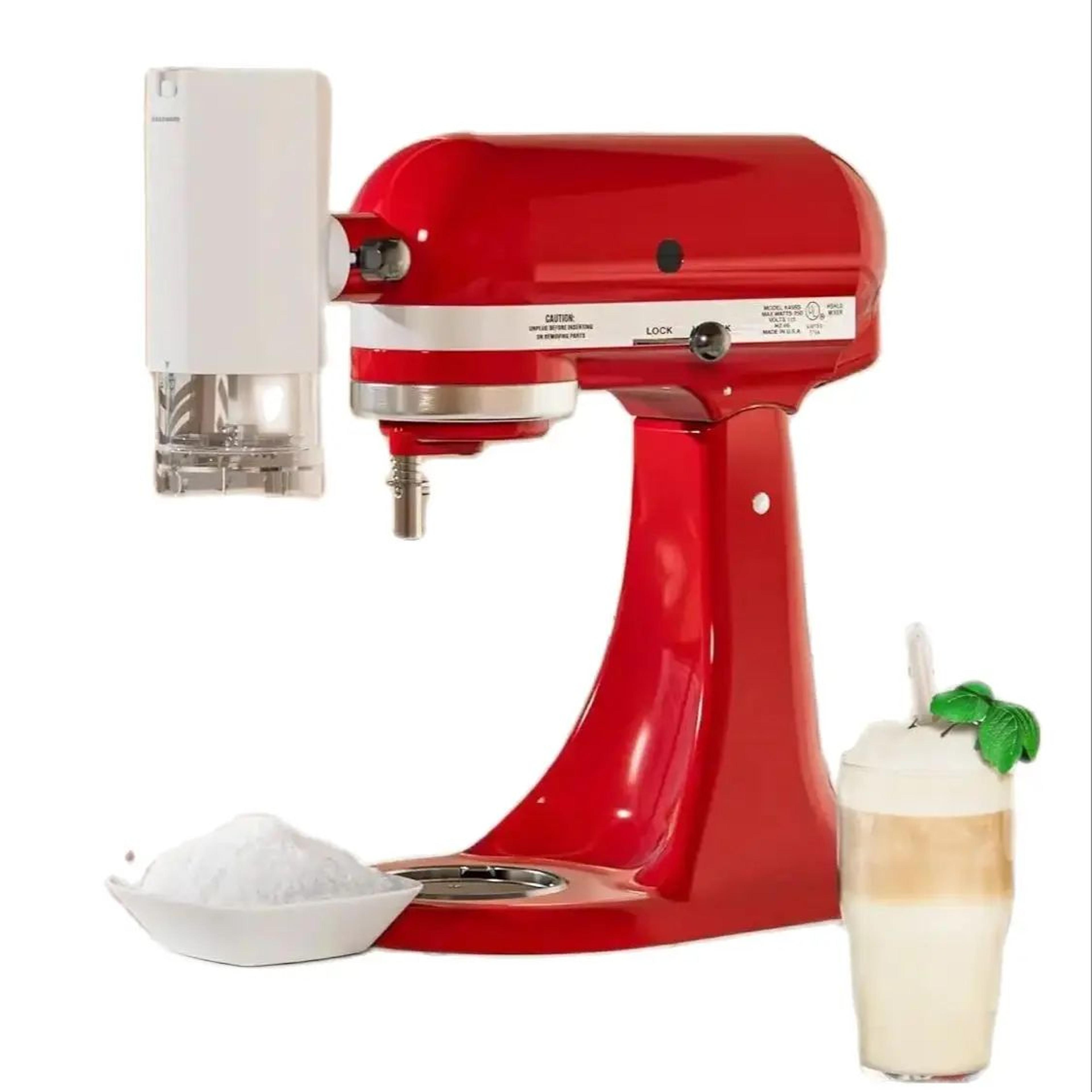 shaved ice attachment for kitchenaid stand mixer with 8 ice molds and stainless steel blade