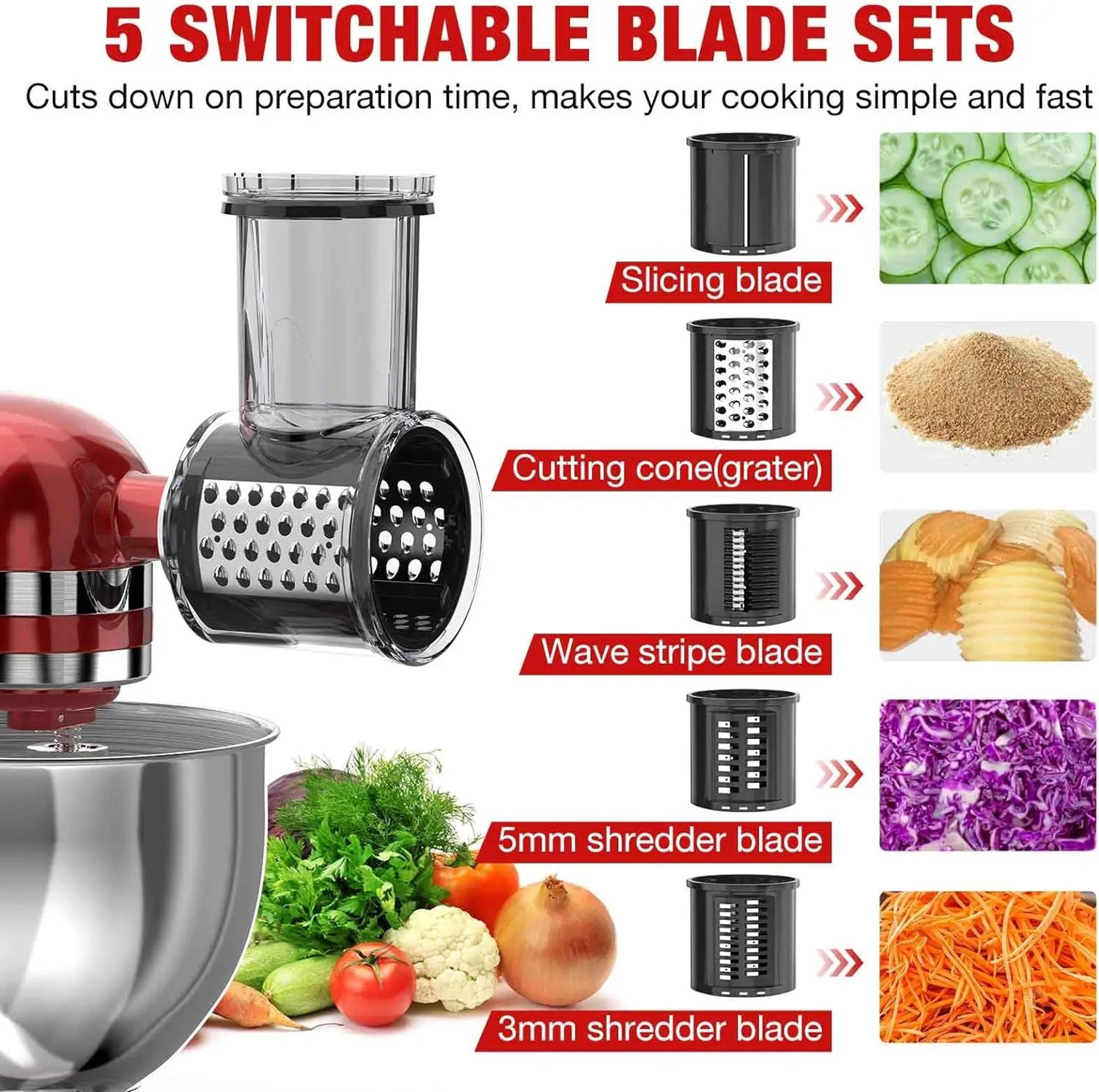 5-blade slicer shredder attachment for kitchenaid stand mixer cheese grater