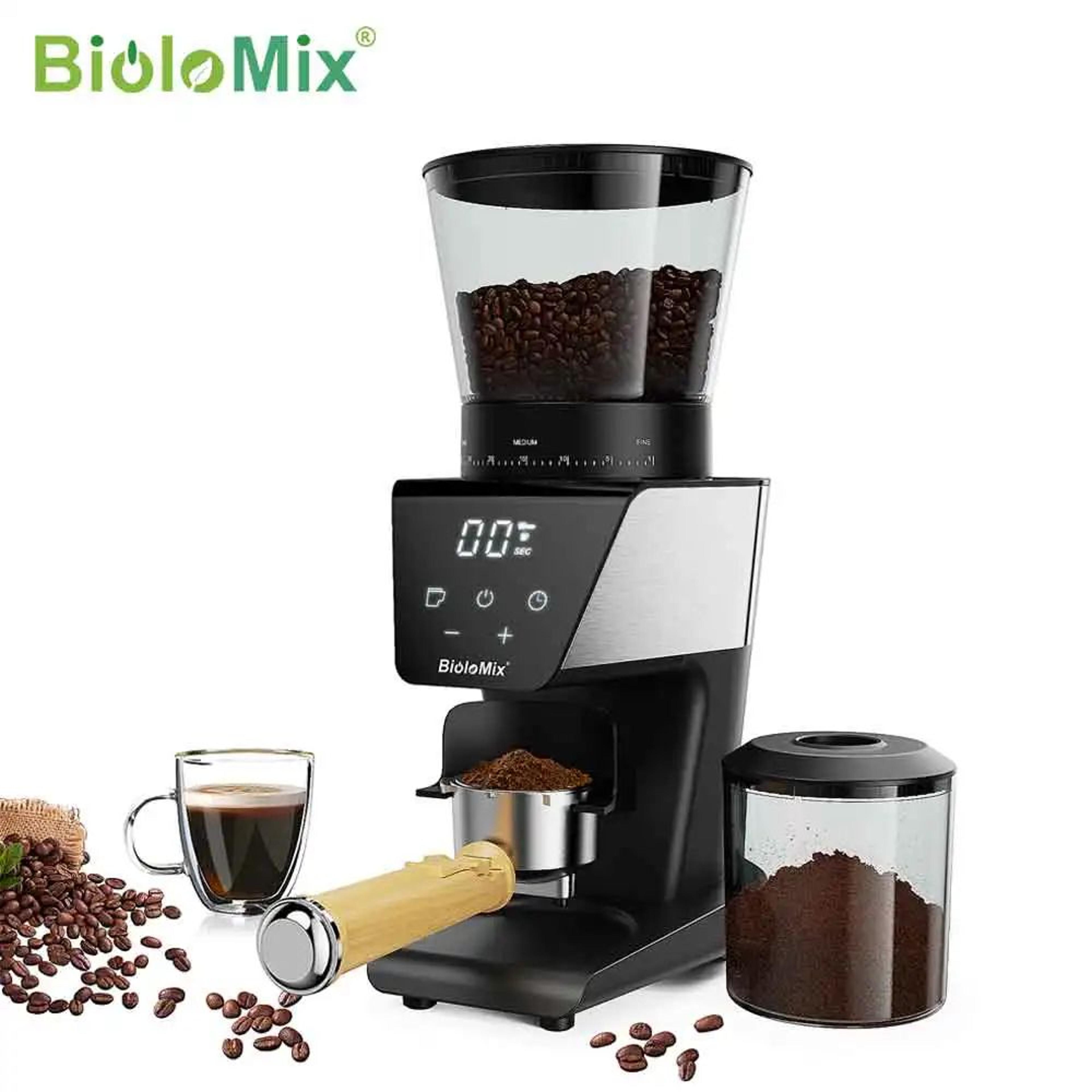 biolomix 30-setting conical burr electric coffee grinder with lcd touchscreen