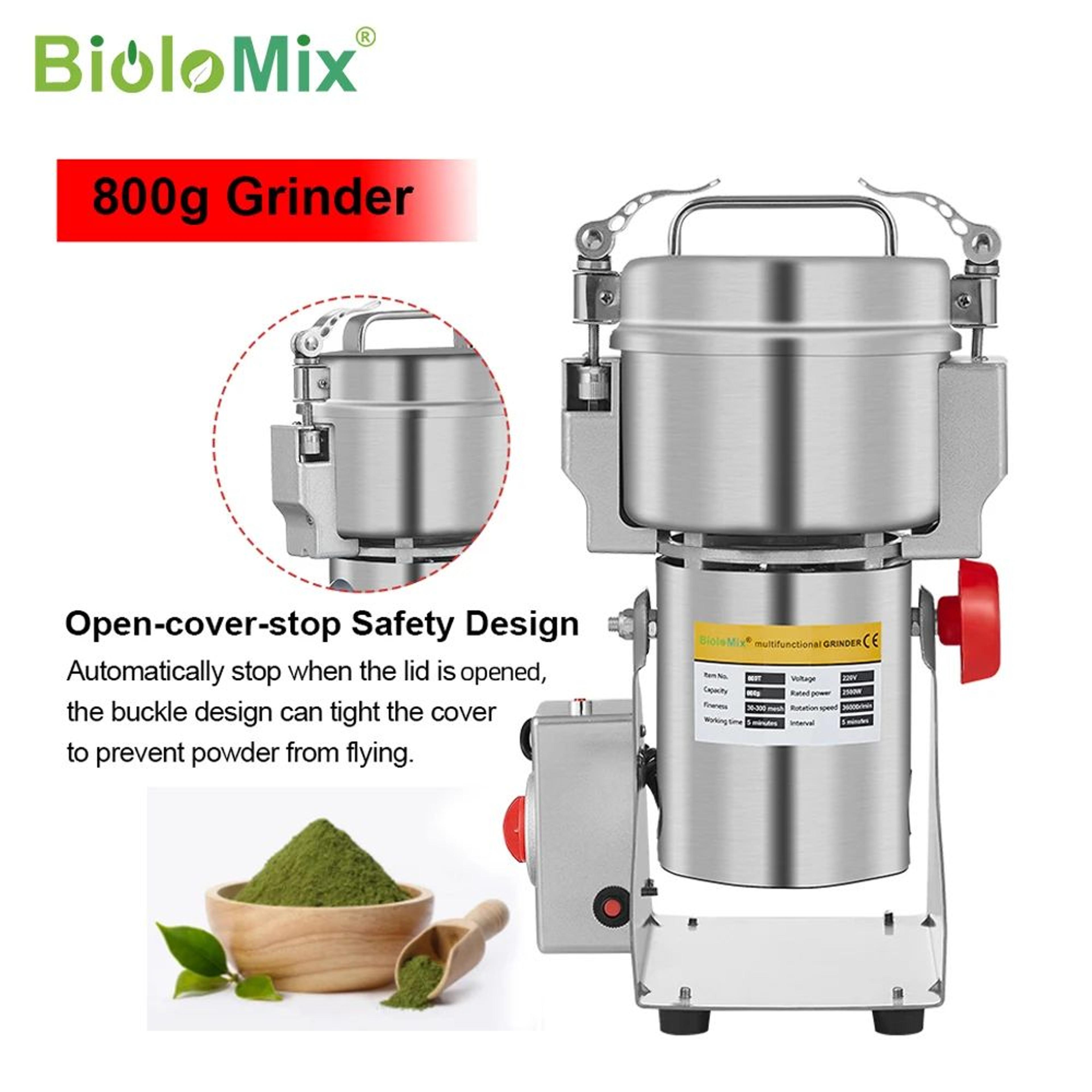 biolomix 700g 800g electric grain grinder mill for spices herbs coffee and flour