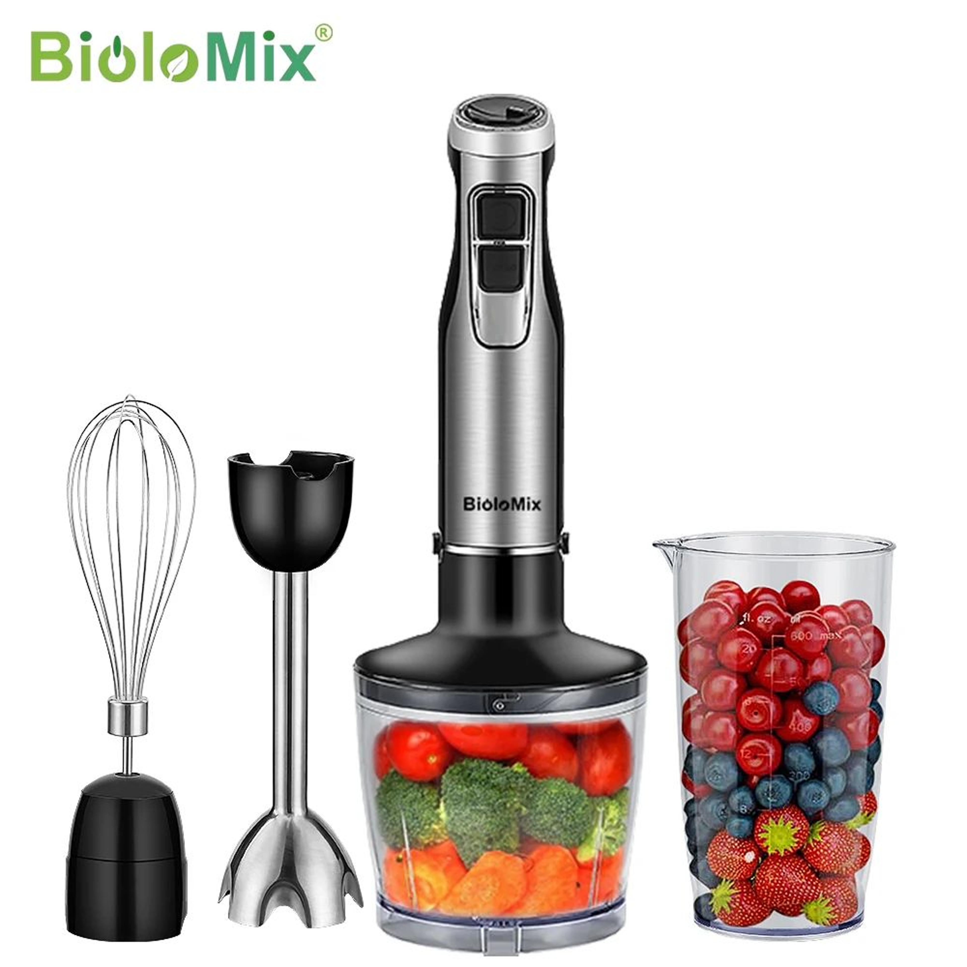 biolomix 4-in-1 1200w immersion hand blender with chopper, whisk and blending cup