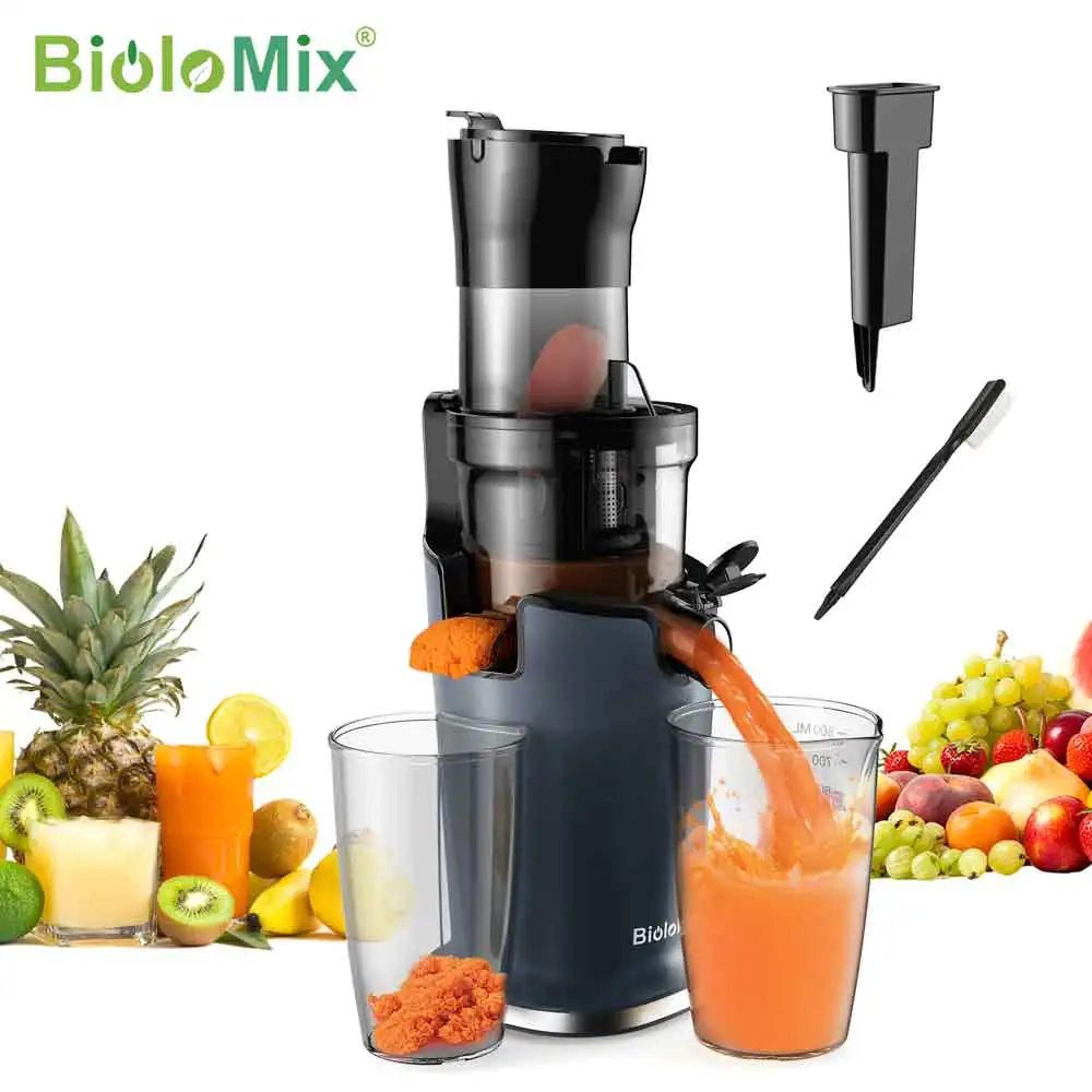 biolomix 200w cold press juicer with 3.07 inch wide feed chute