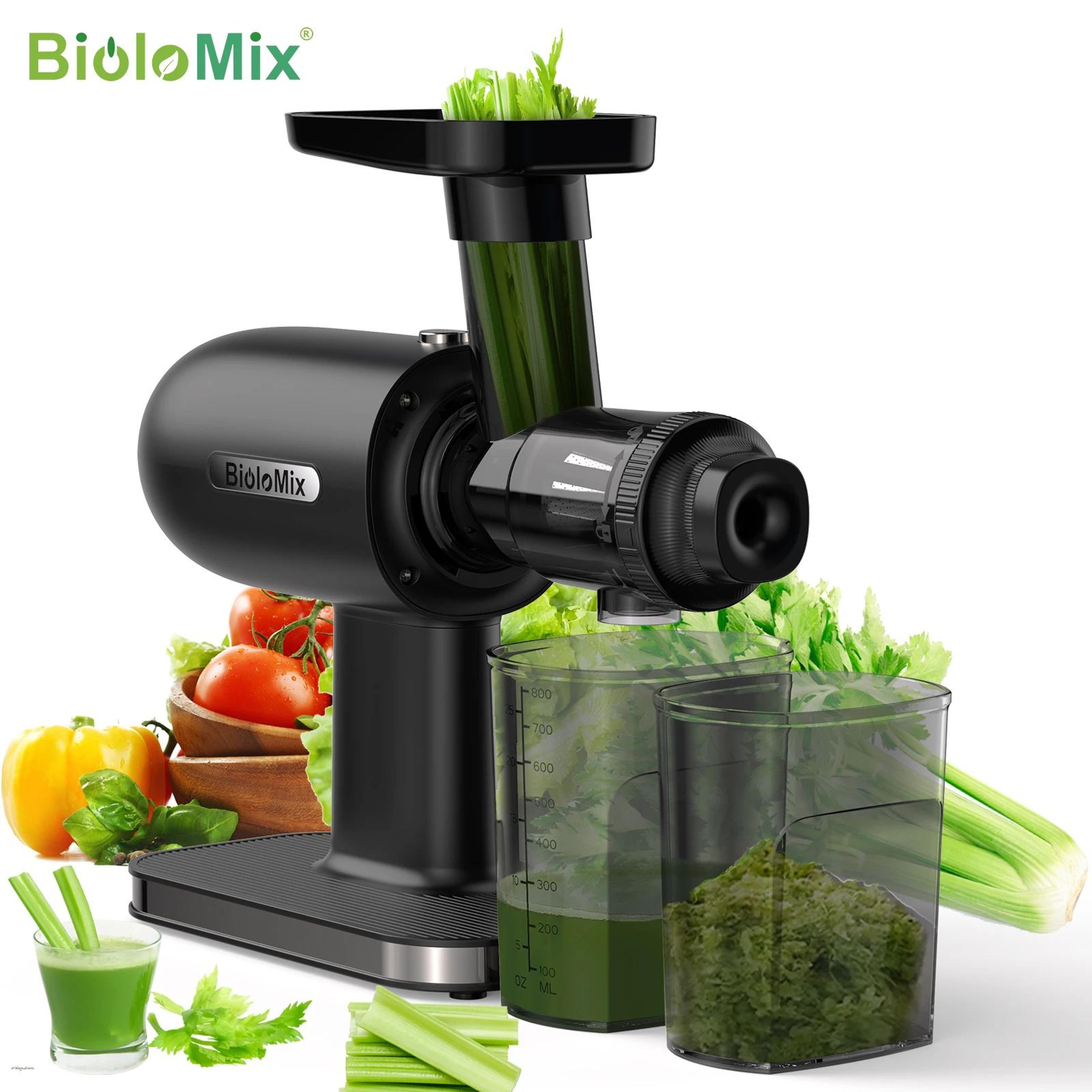 biolomix cold press juicer with reverse function and quiet slow masticating extraction