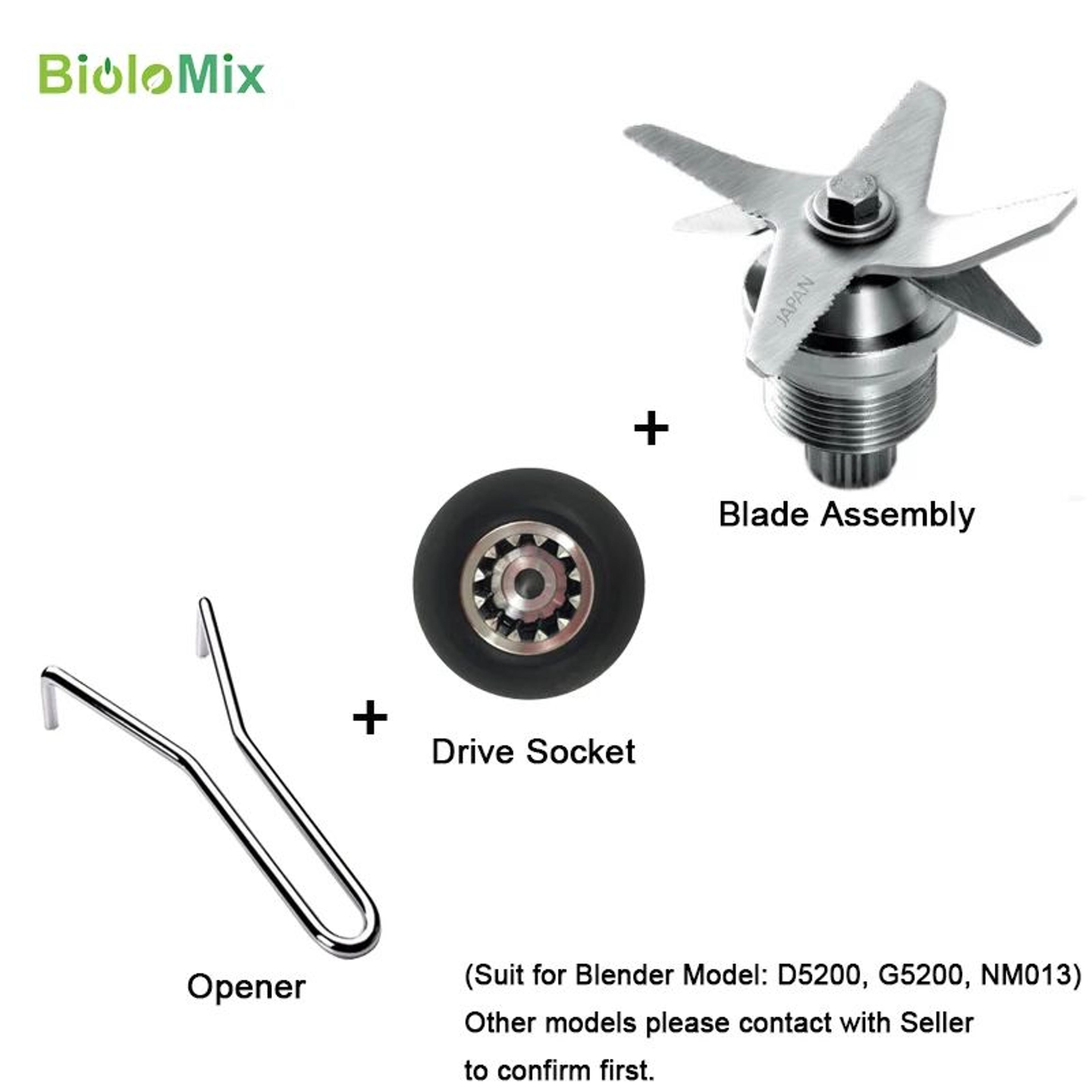 biolomix 6-blade blender replacement assembly with drive socket and opener