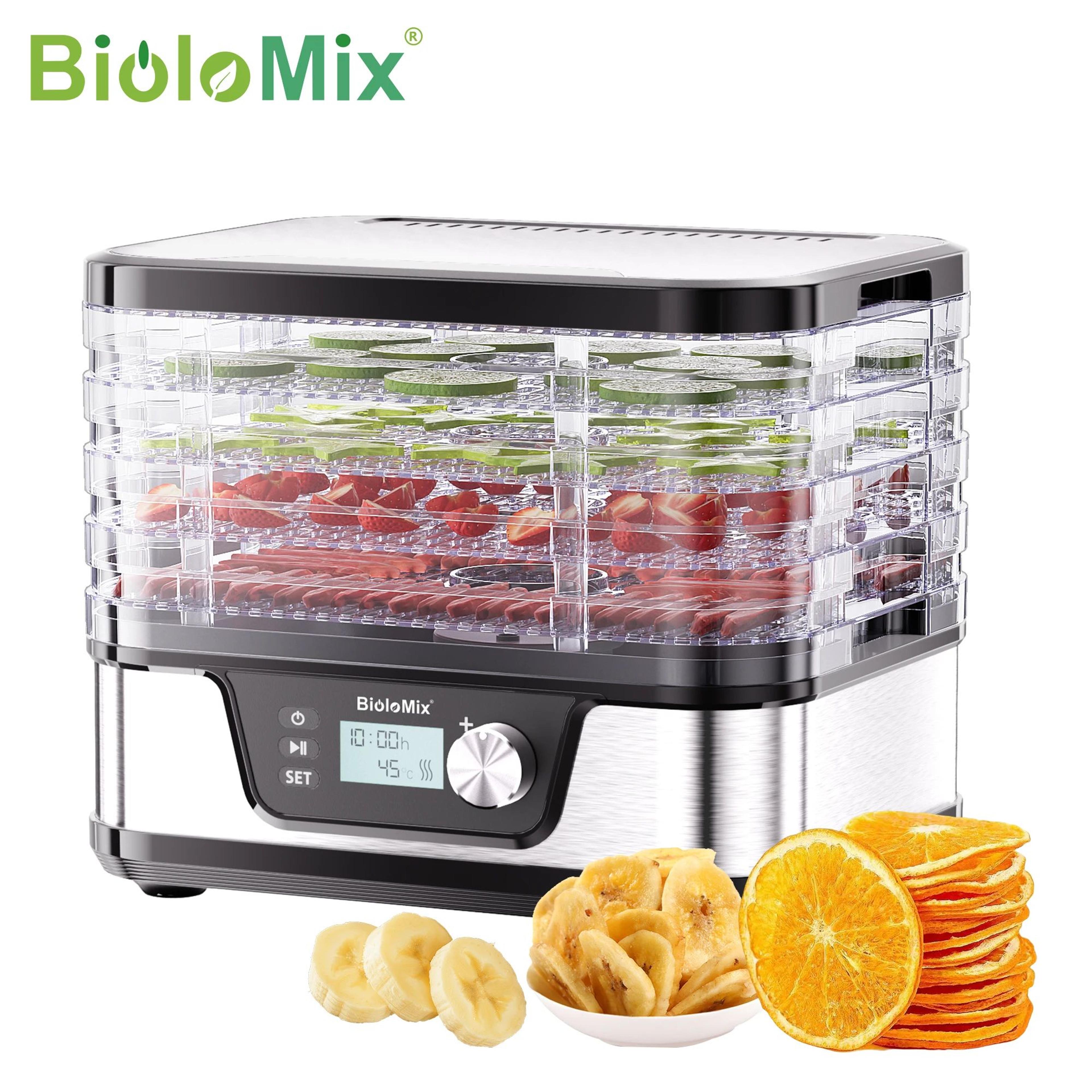 biolomix 10l food dehydrator with 5 bpa-free trays, digital timer and temperature control