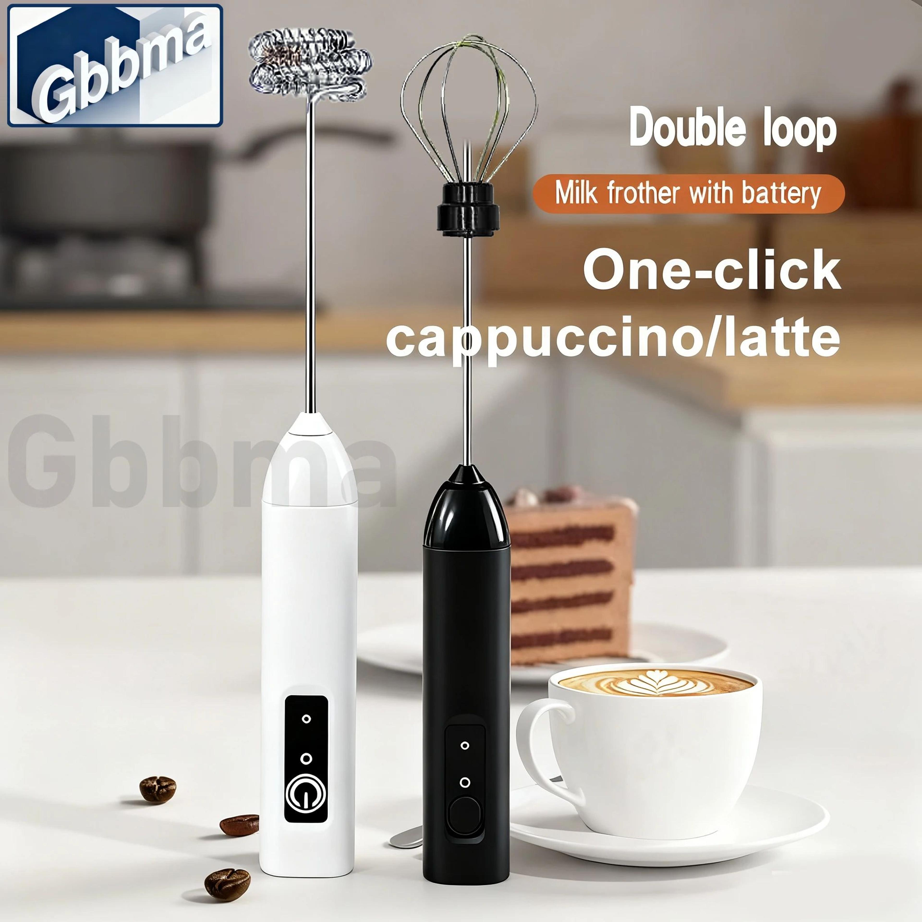 cordless 3-speed electric milk frother with dual whisks and stand