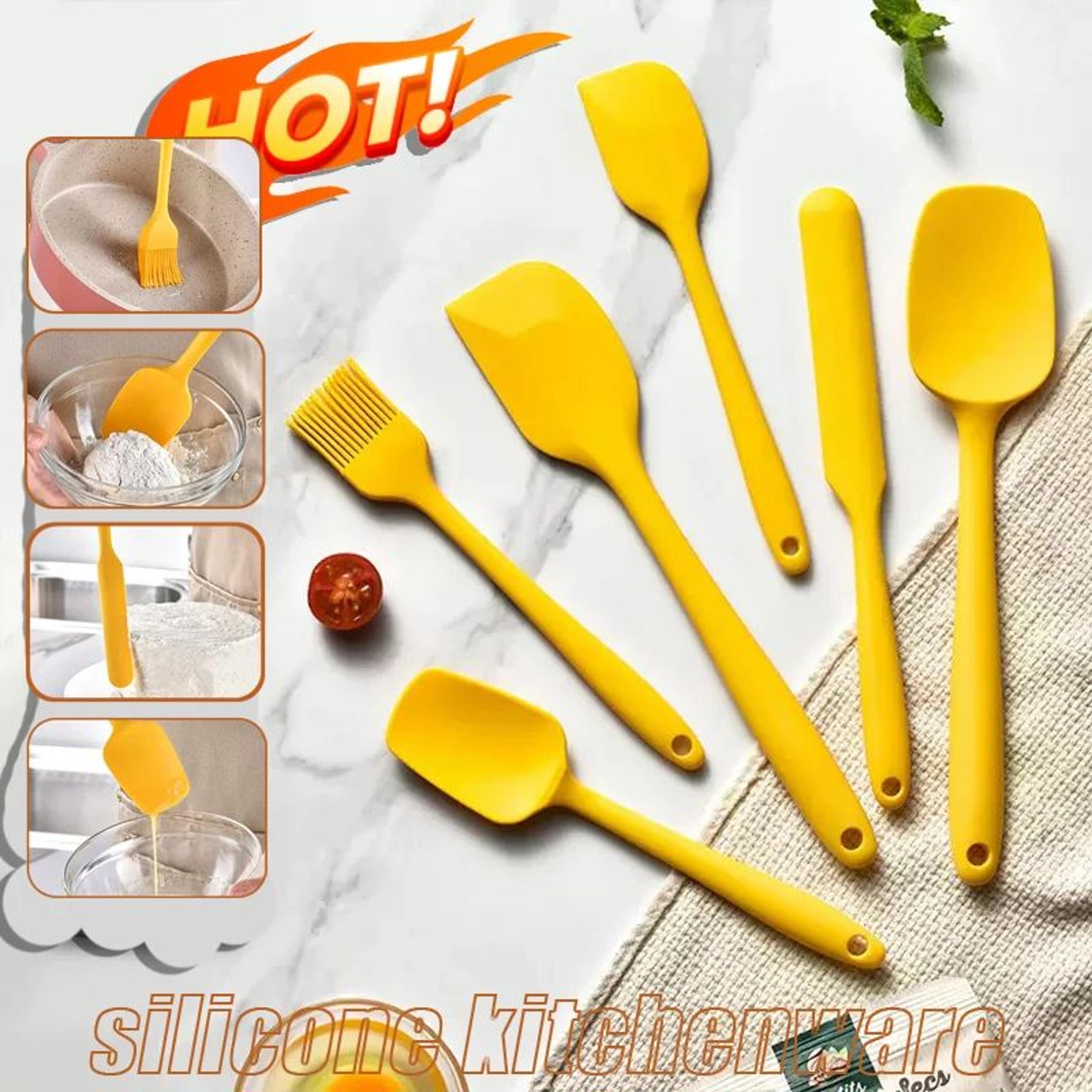 6-piece heat resistant silicone spatula set for cooking, baking and nonstick cookware