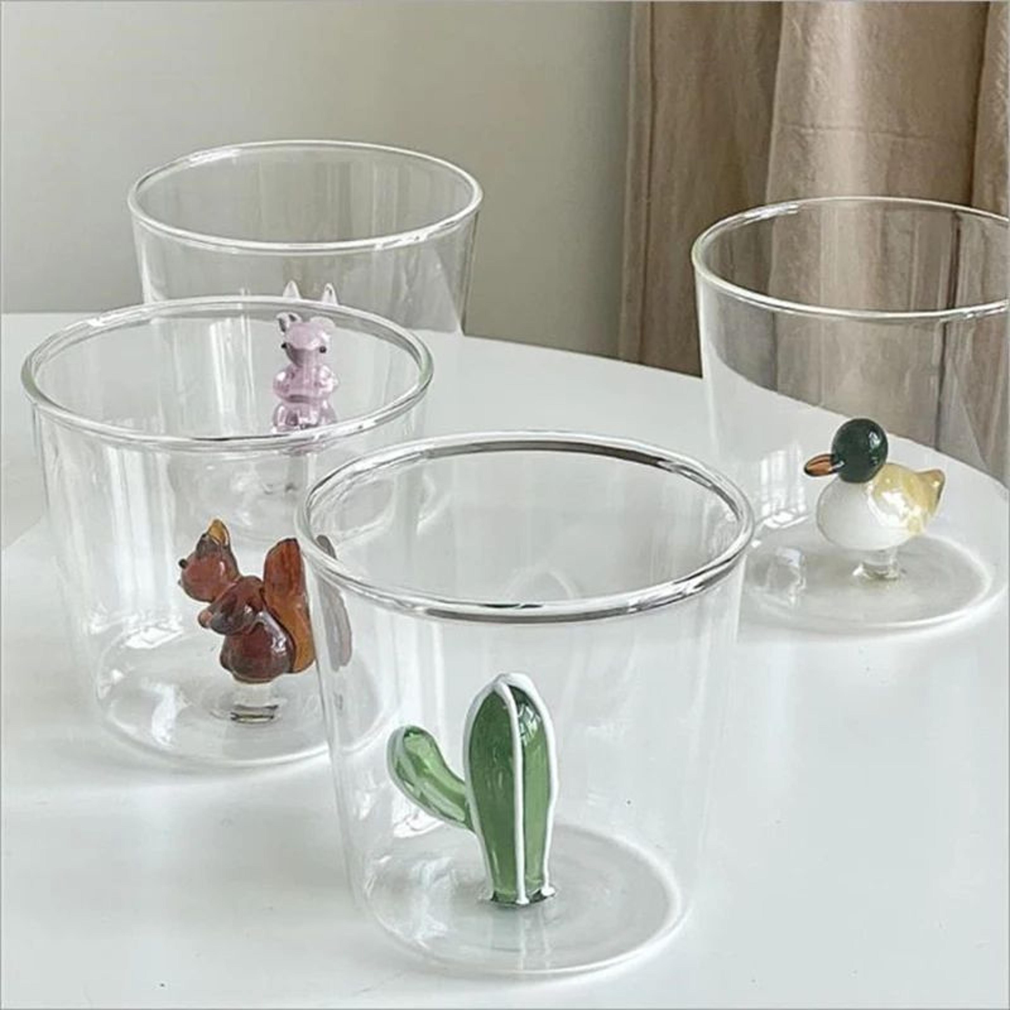3d animal bubble glass cup - cute transparent coffee and milk drinking cup