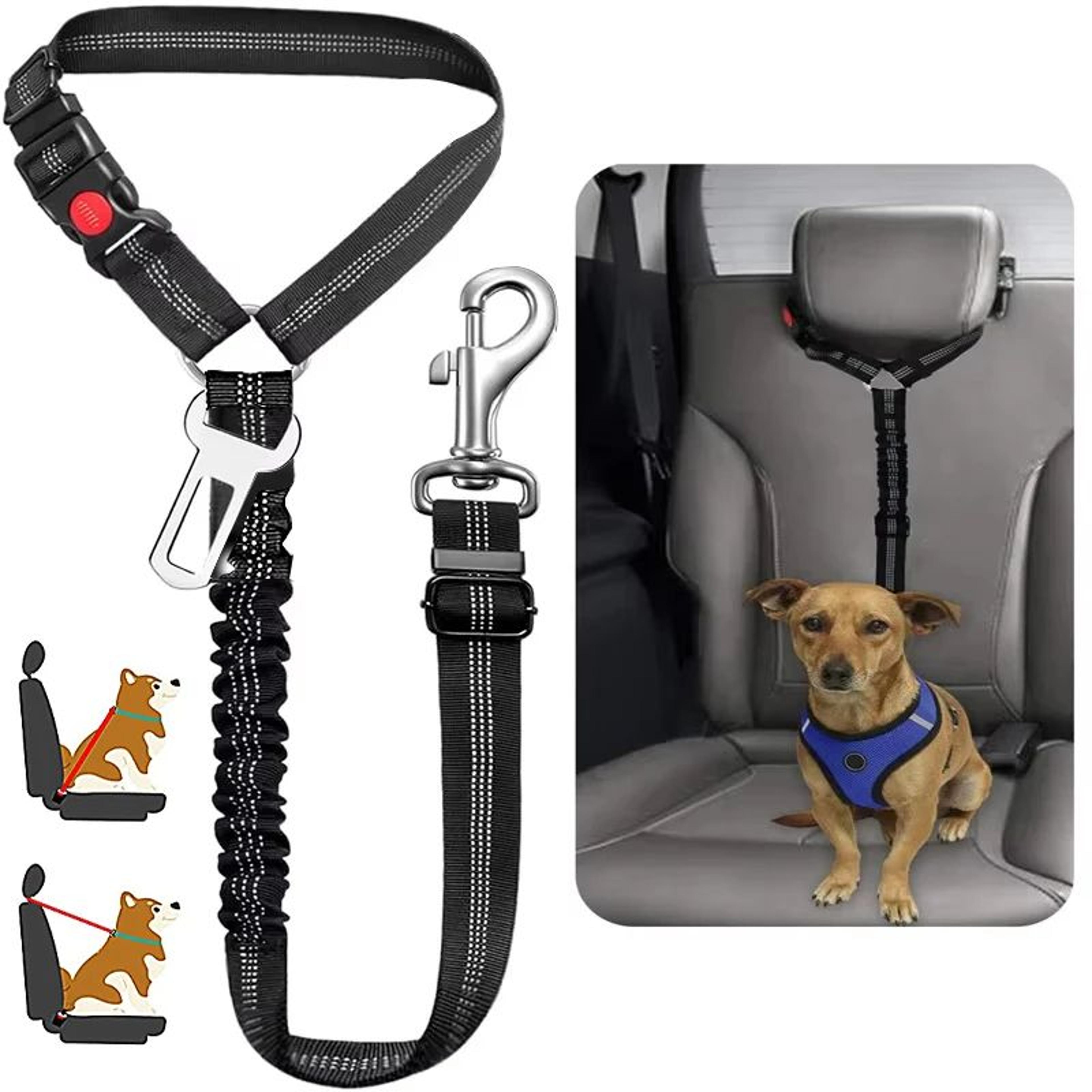 2-in-1 adjustable dog car seat belt and leash - heavy duty elastic pet safety restraint