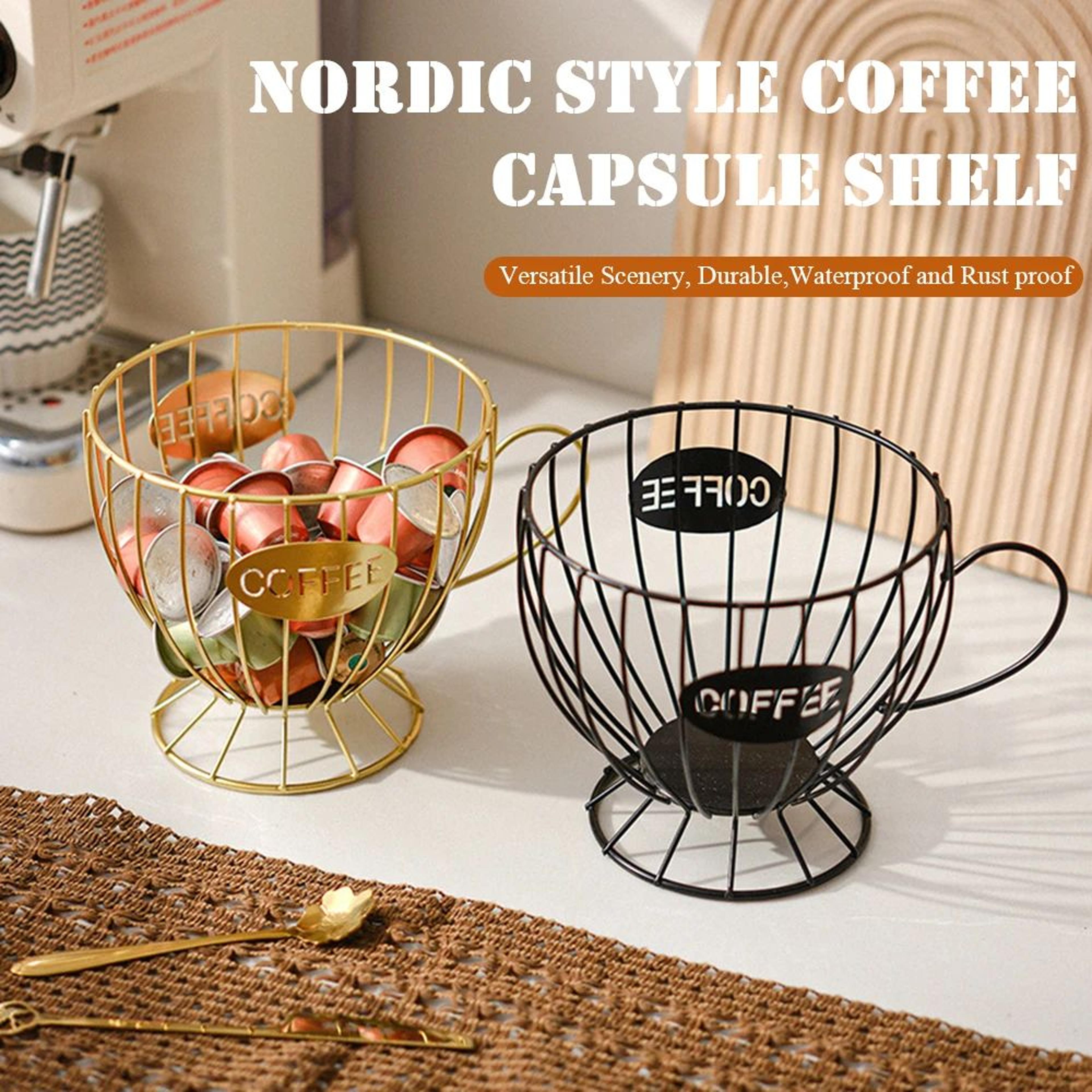 metal 20-cup coffee capsule holder and k cup pod organizer basket