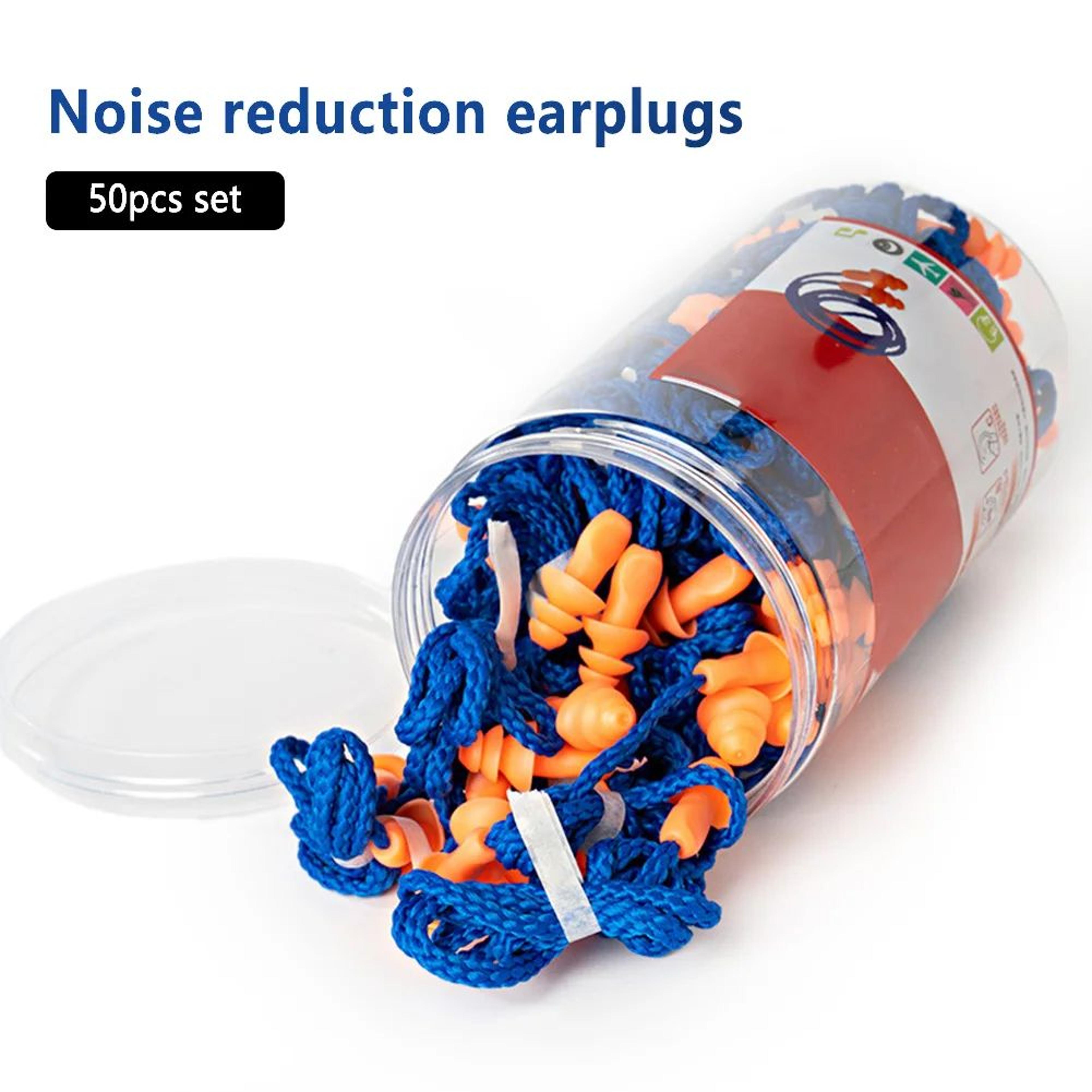 50 pairs reusable silicone corded ear plugs for noise reduction and hearing protection