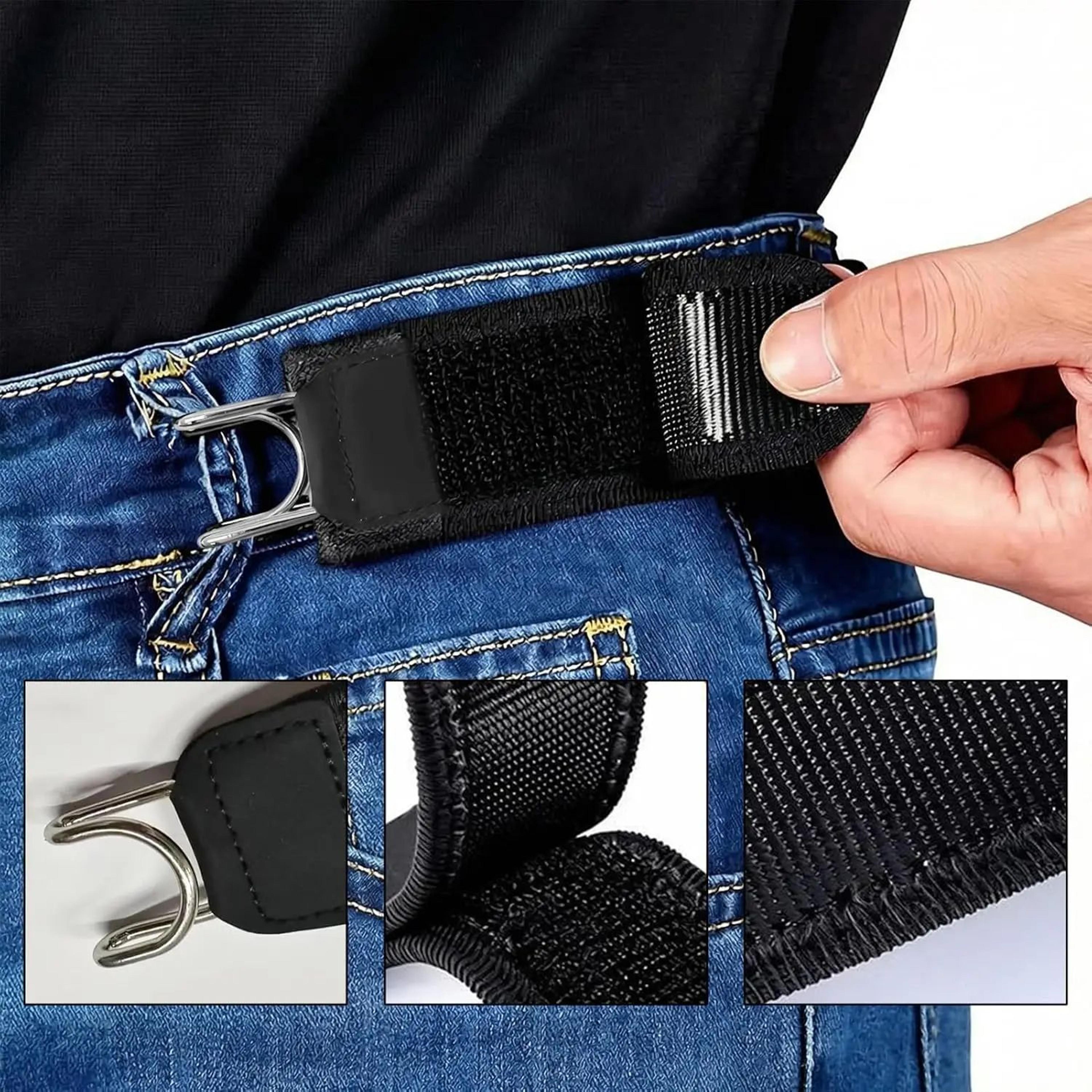 adjustable no buckle elastic waist belt with metal hook for jeans and work pants