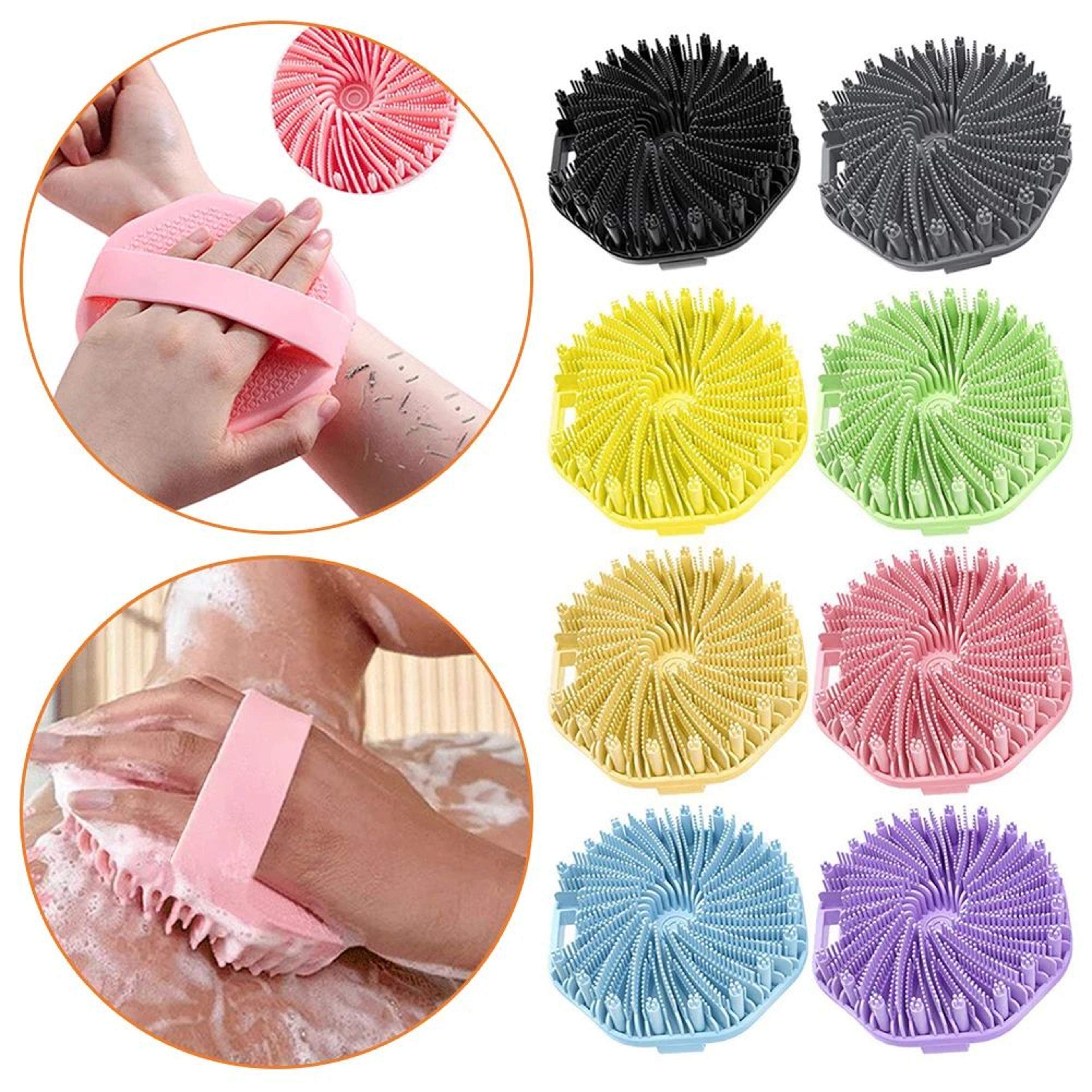 antimicrobial silicone body scrubber - gentle exfoliating shower brush for sensitive skin