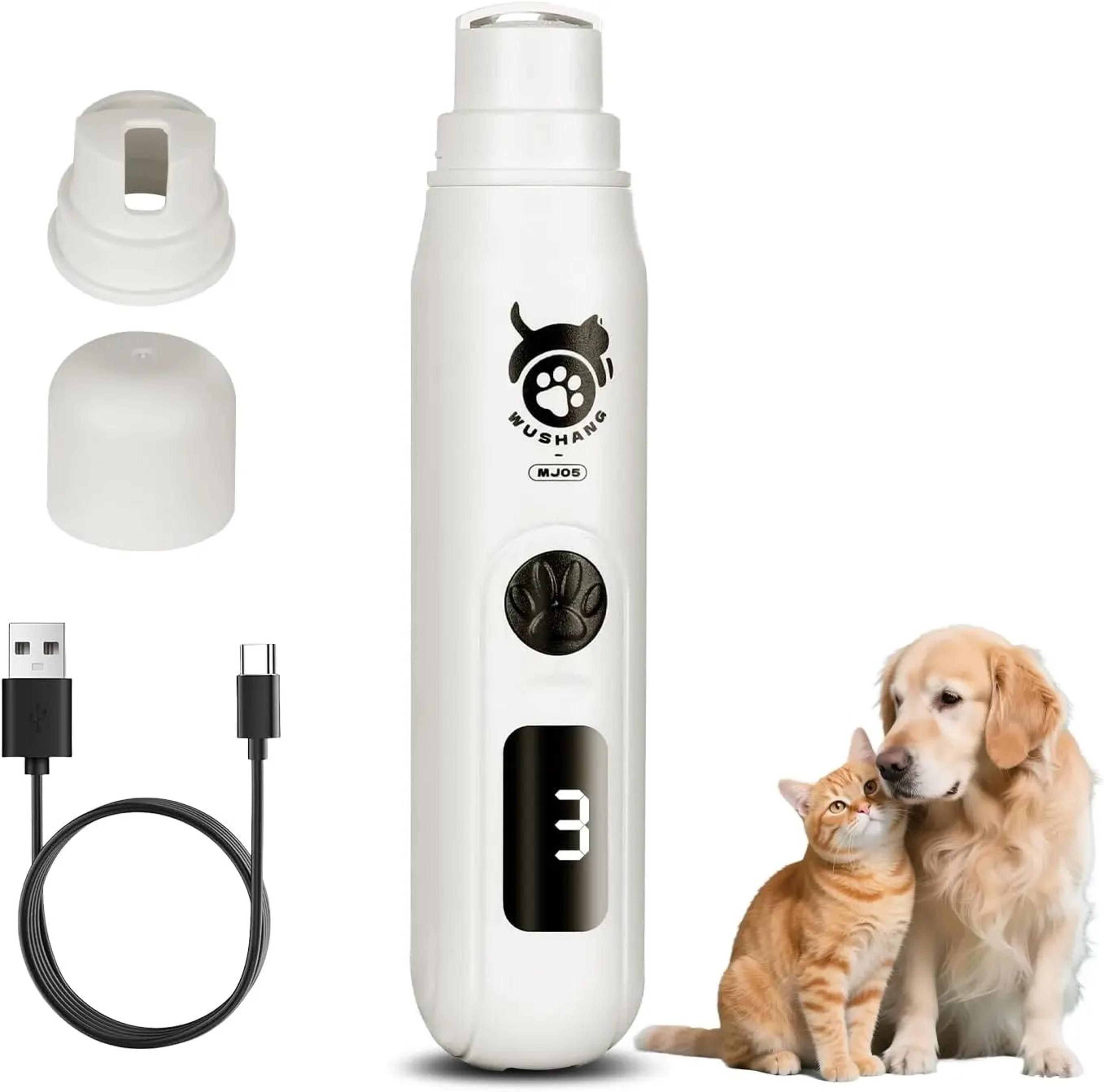 3-speed dog nail grinder with digital display usb-c rechargeable pet nail trimmer
