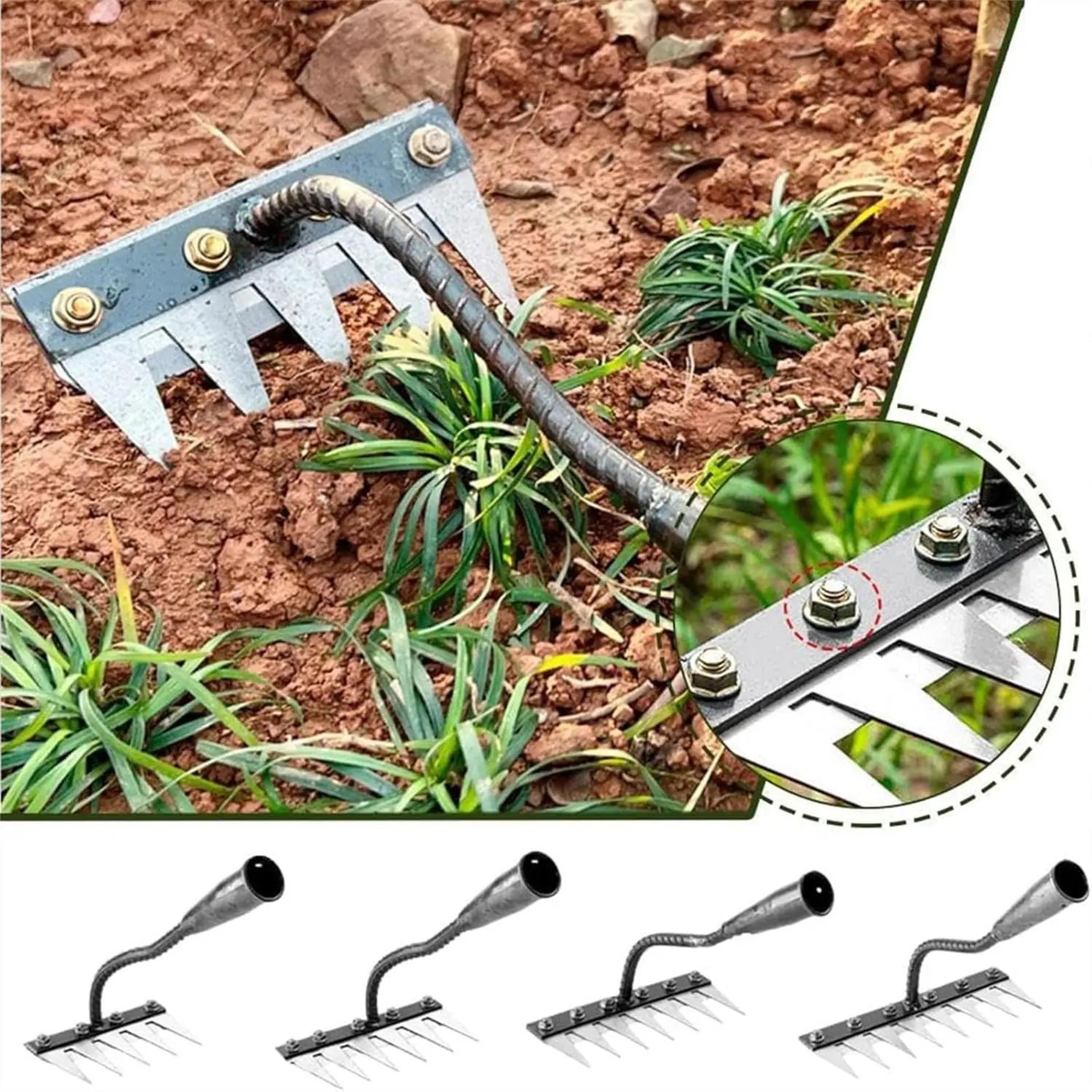 heavy duty metal garden rake 5/6/7/8 teeth weeding and soil cultivator tool