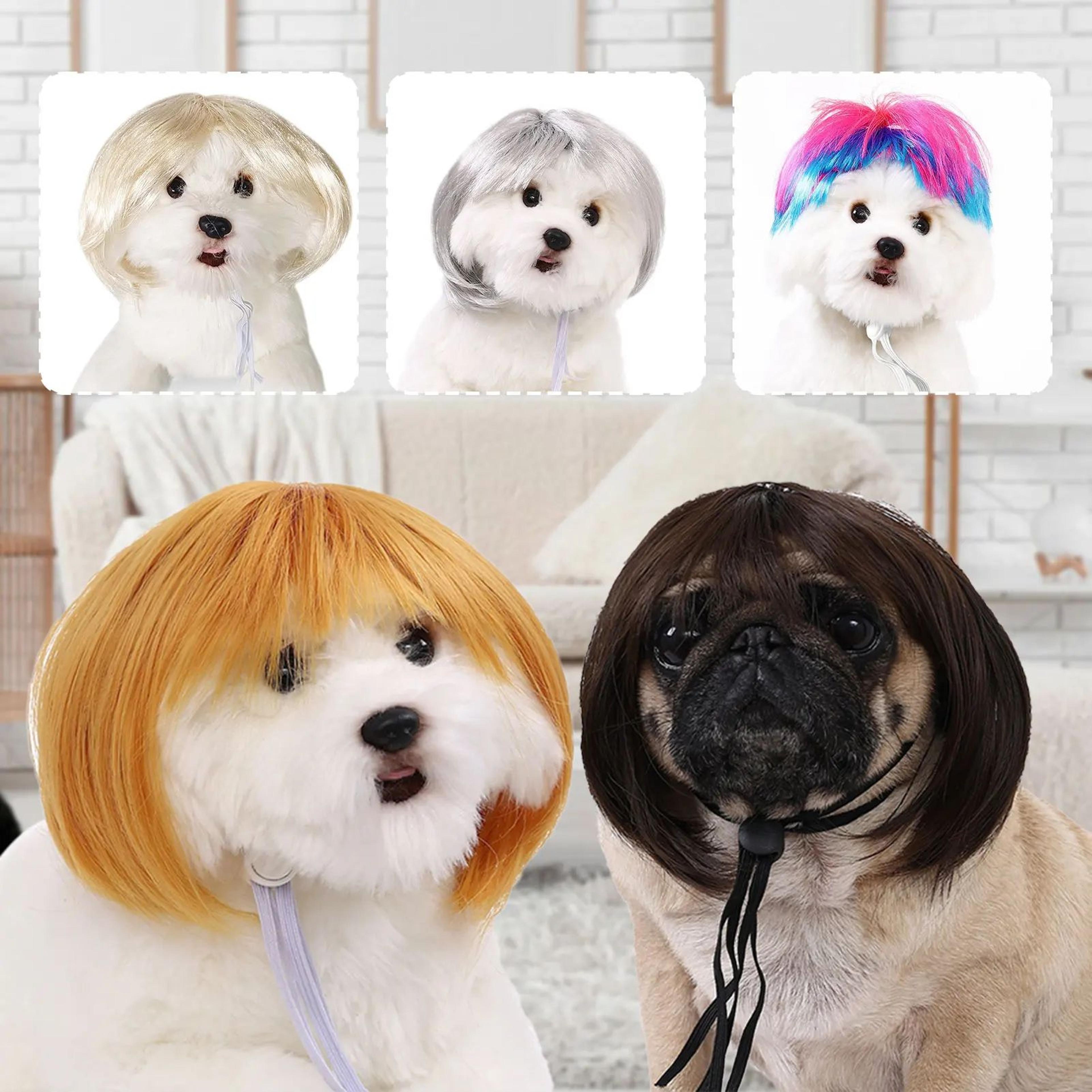 funny adjustable pet cosplay wig for dogs and cats halloween costume