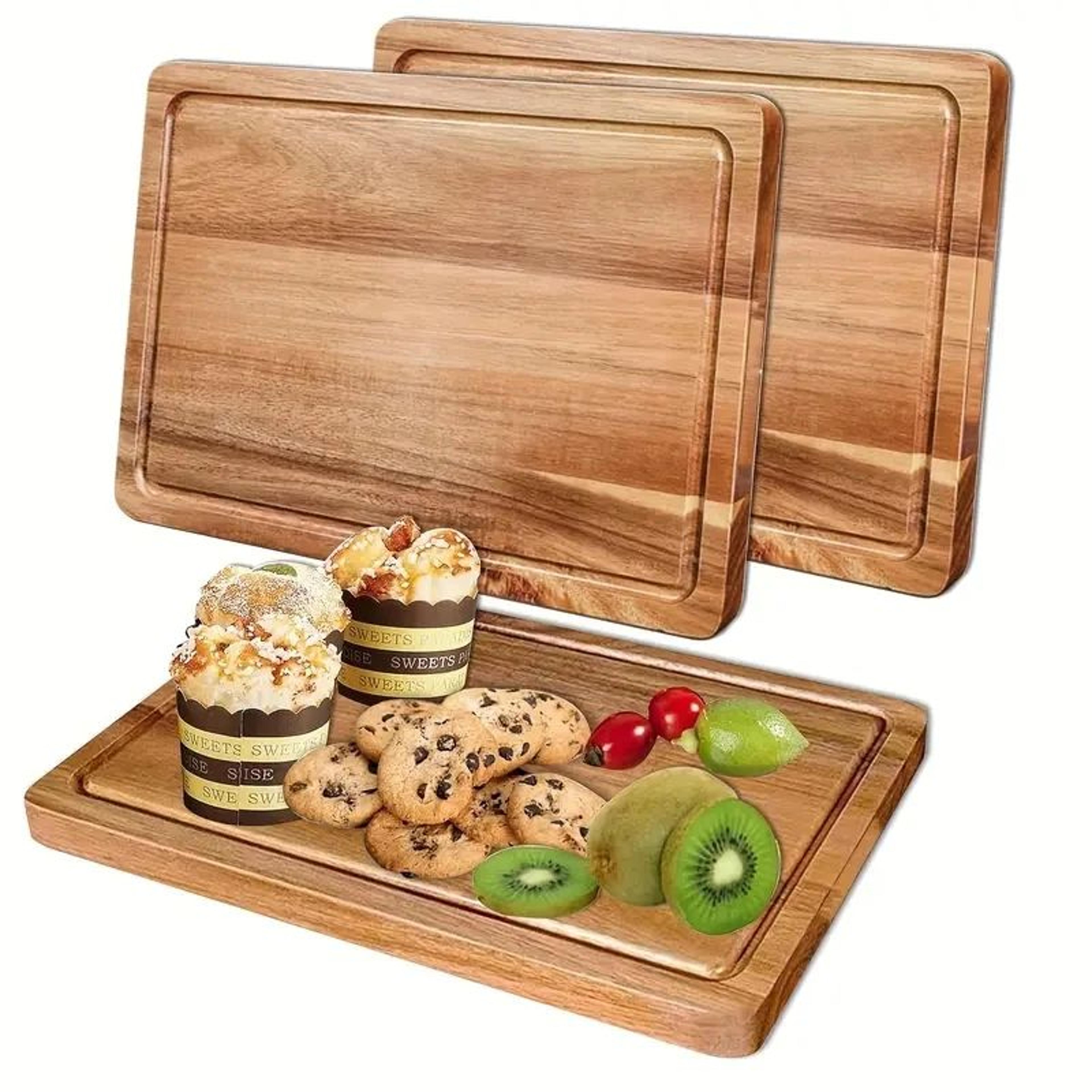 beech & walnut wooden cutting board for chopping, meat, cheese & serving