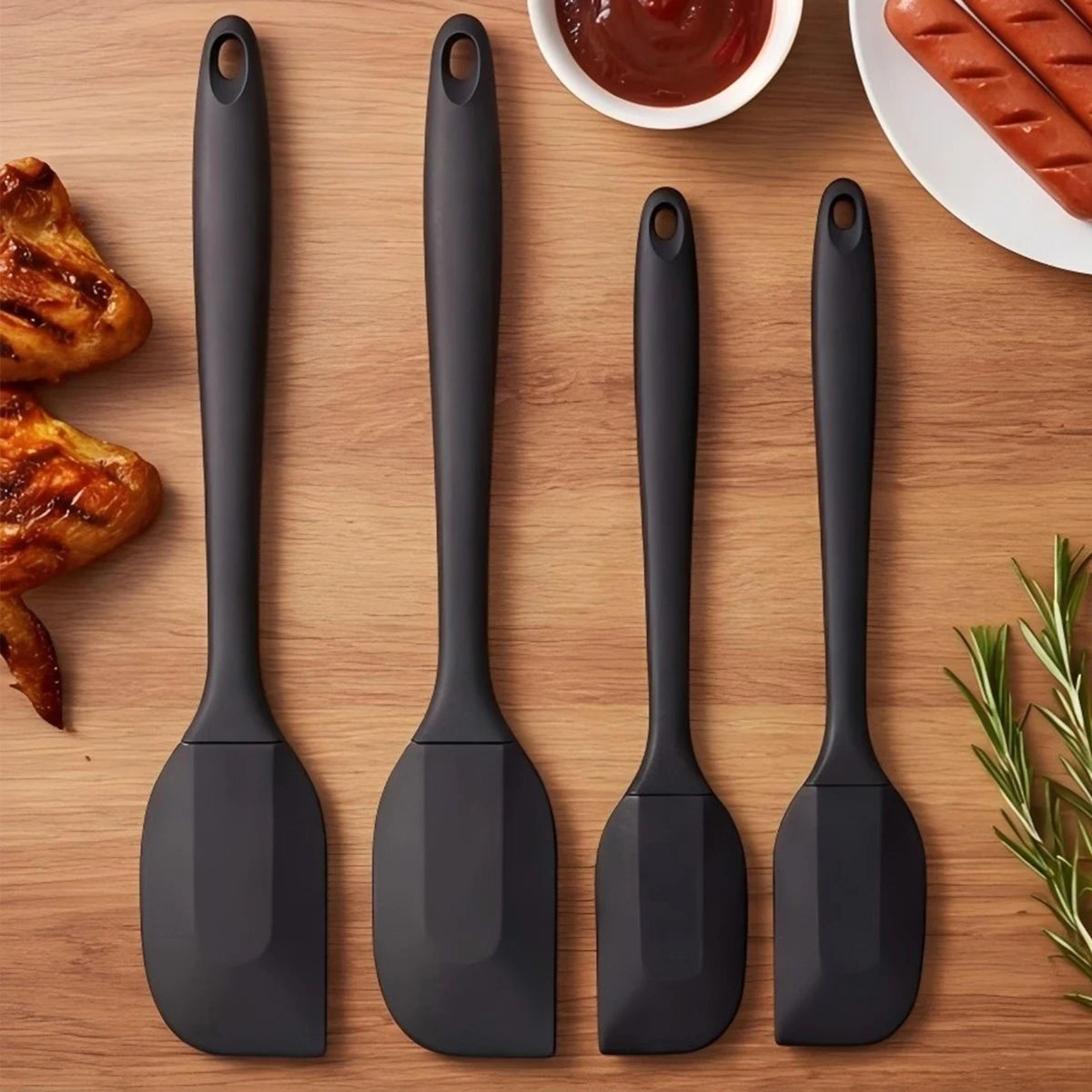 4pcs heat resistant silicone spatula set for baking, cooking and cake decorating