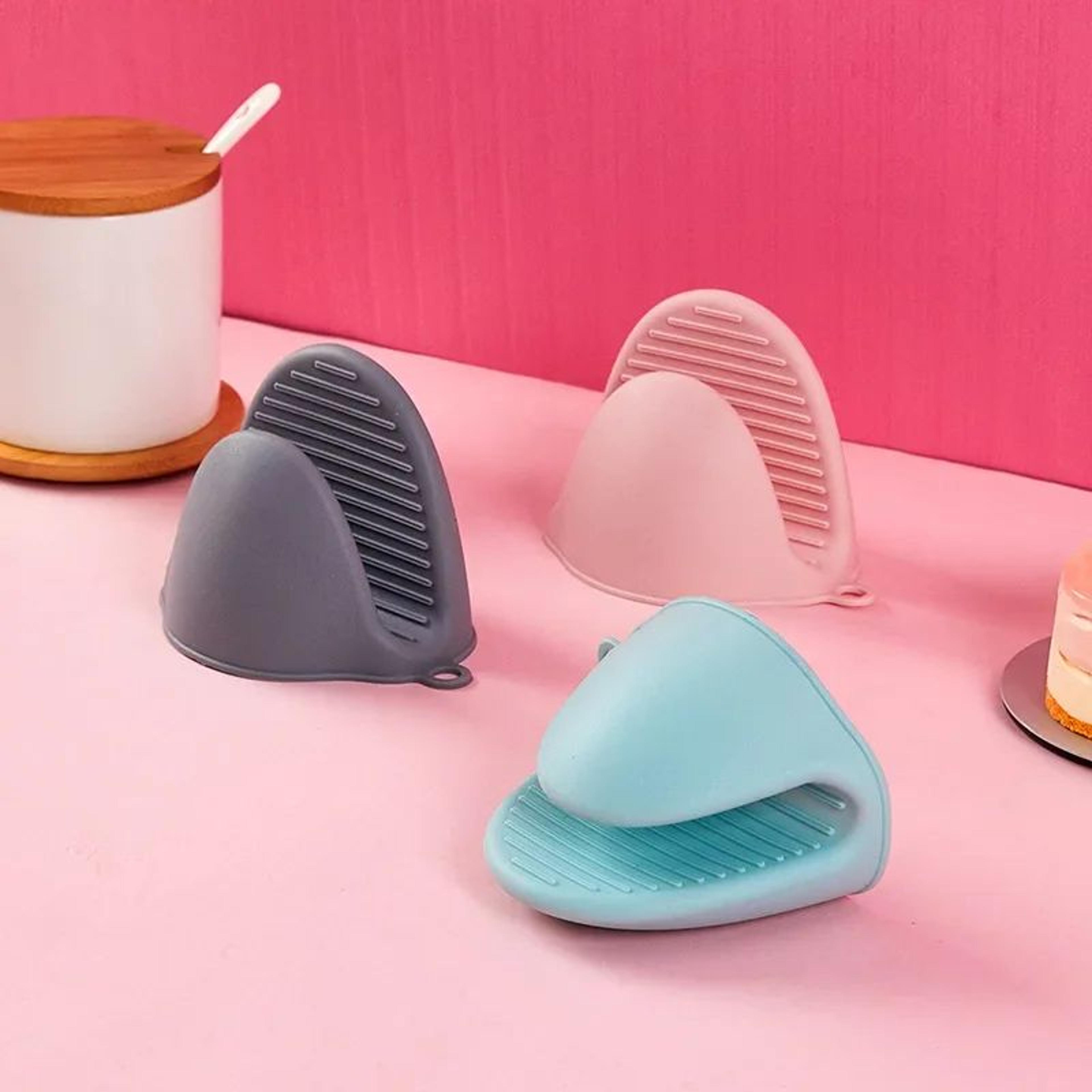 2pcs silicone pinch oven mitts heat resistant non-slip pot holders for cooking and baking