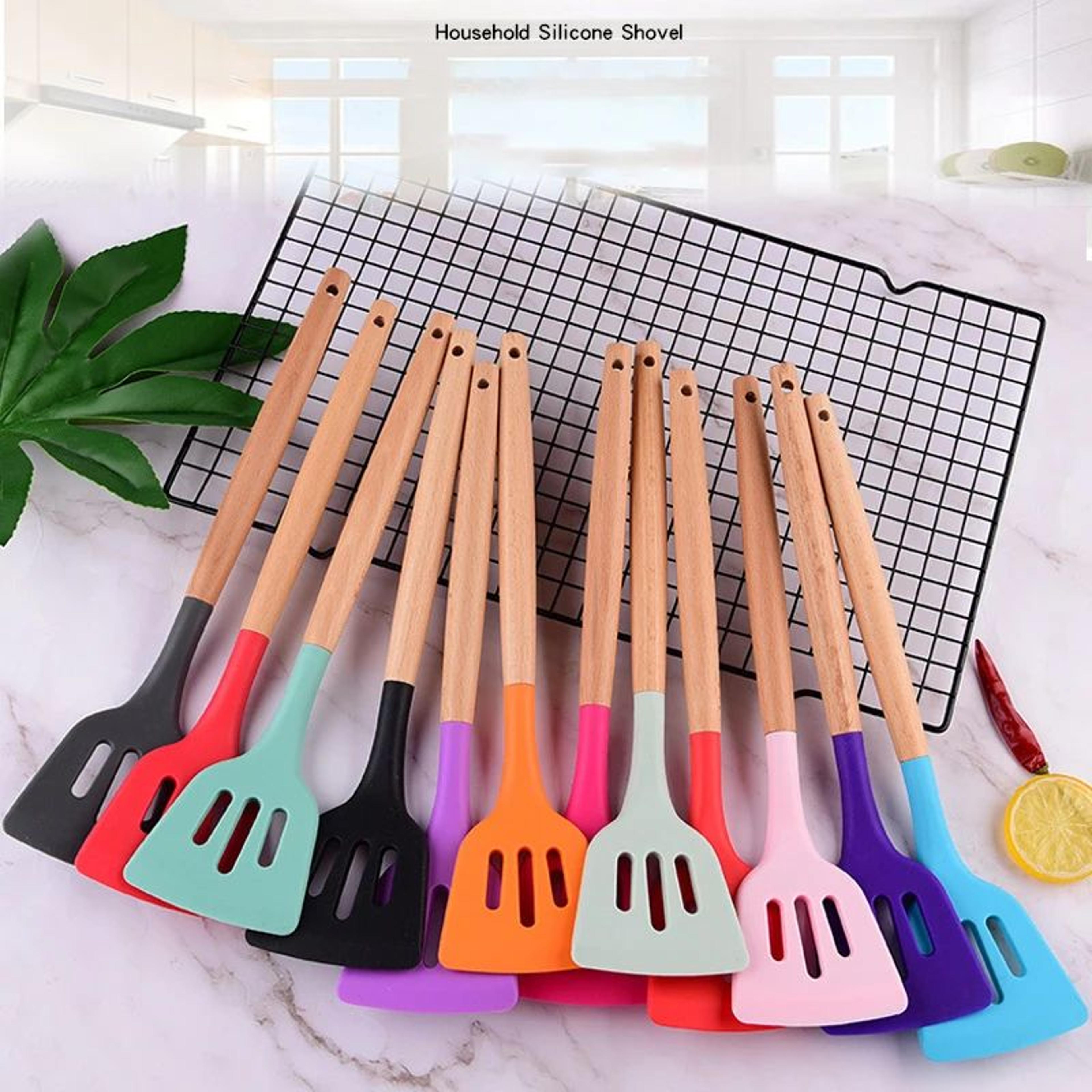 silicone slotted turner spatula for eggs, fish, pancakes and everyday cooking