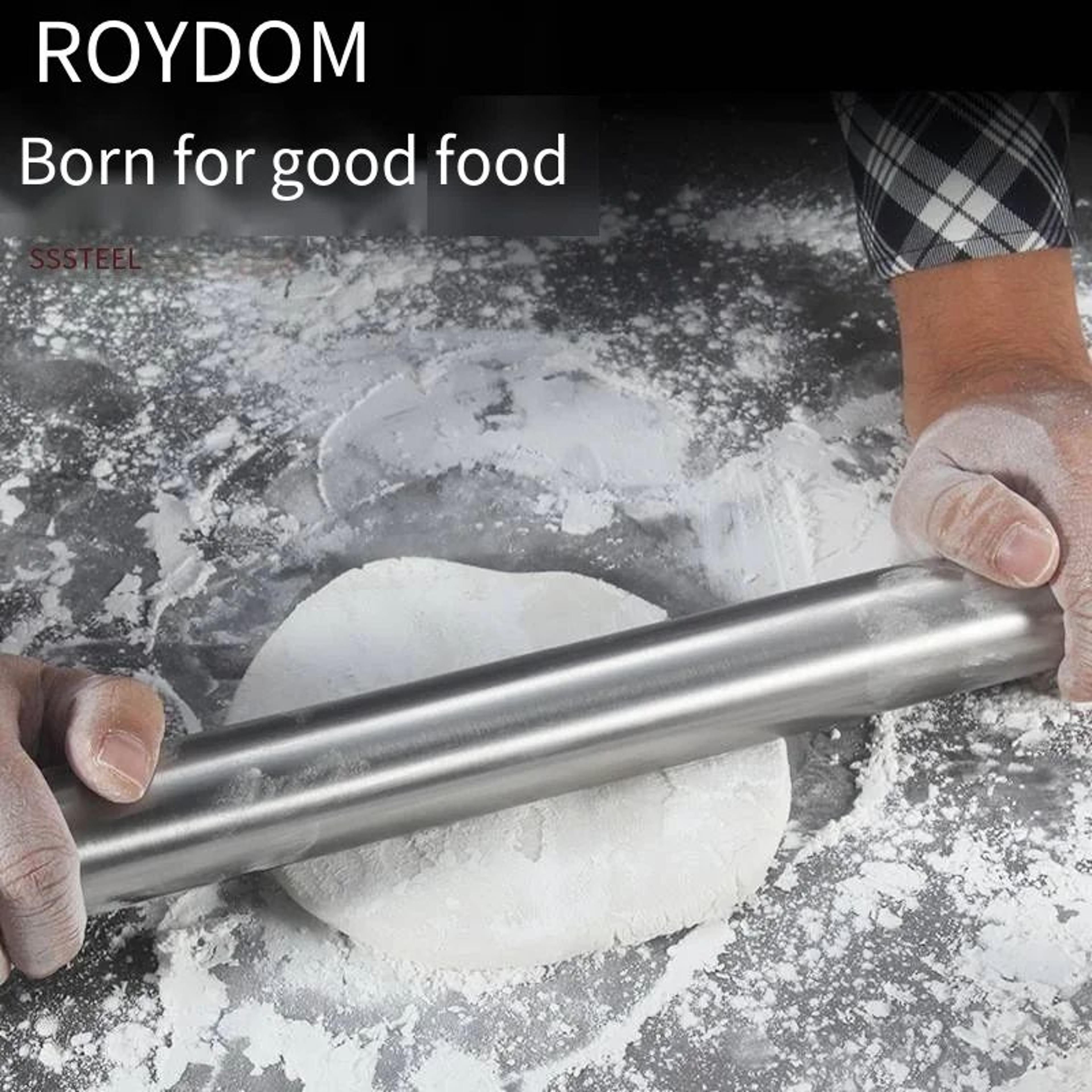 40cm stainless steel french rolling pin for pastry, pizza and cookie dough