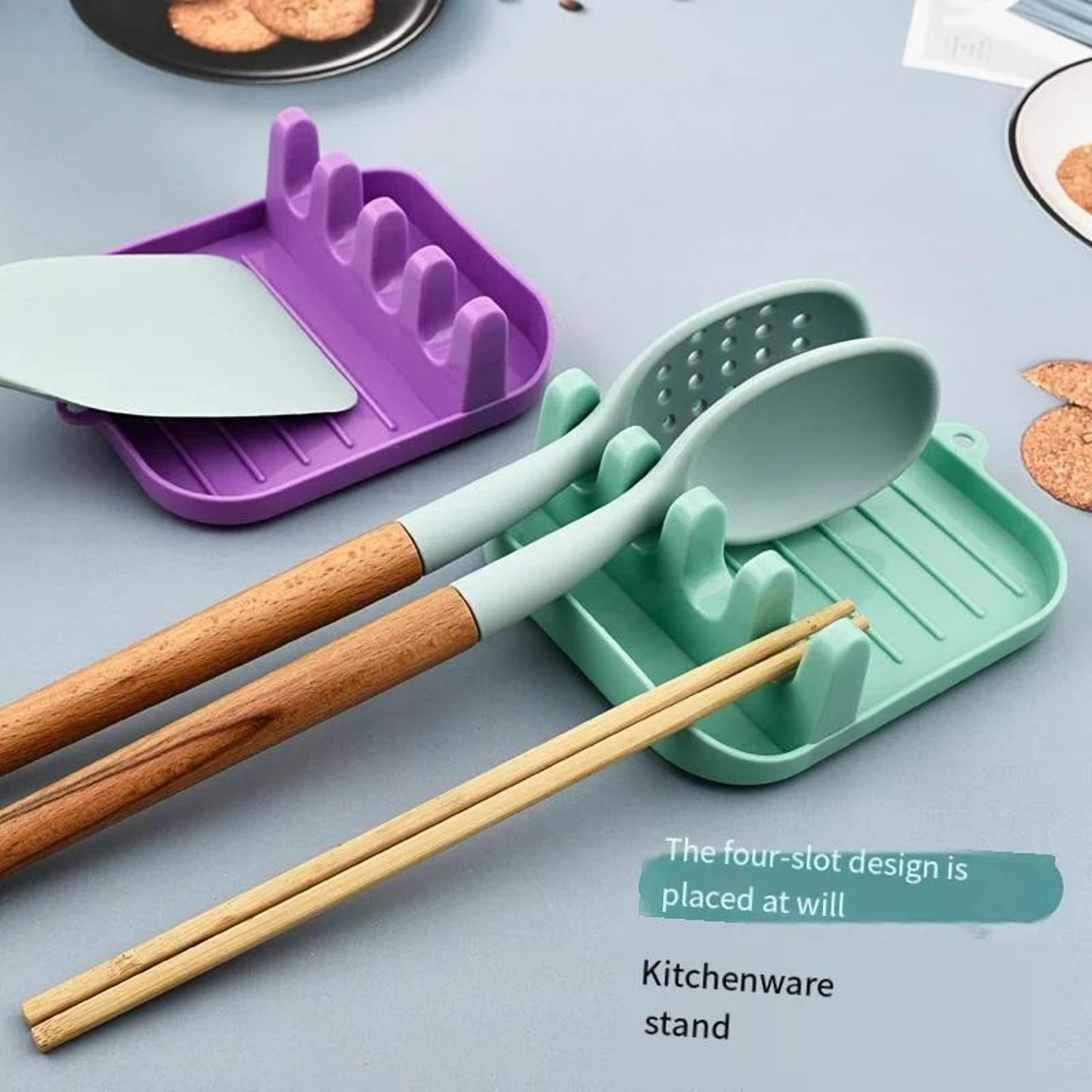 non-slip kitchen utensil rest organizer for spoon spatula chopsticks and pot lid