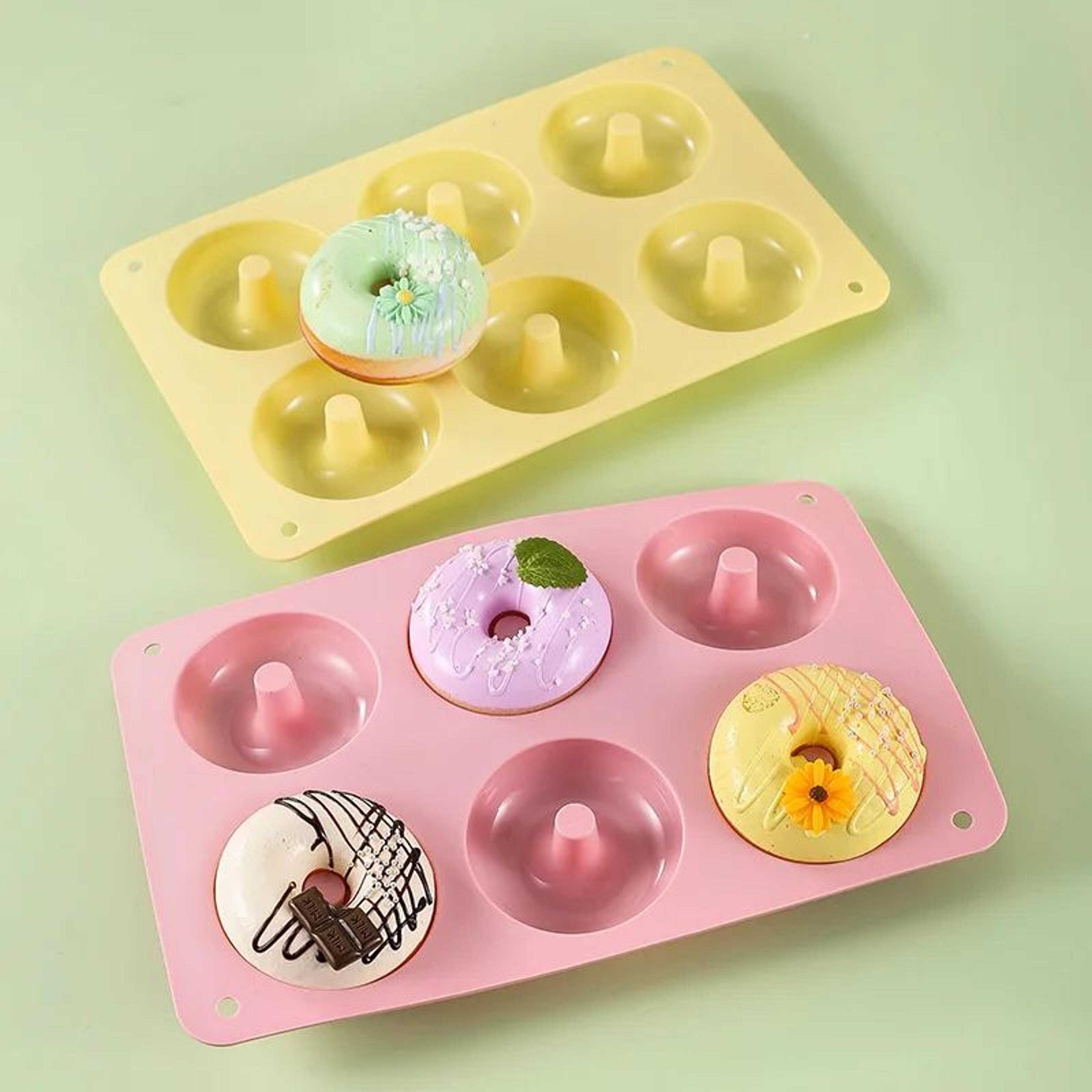 6-cavity food grade silicone donut mold - non-stick reusable baking pan