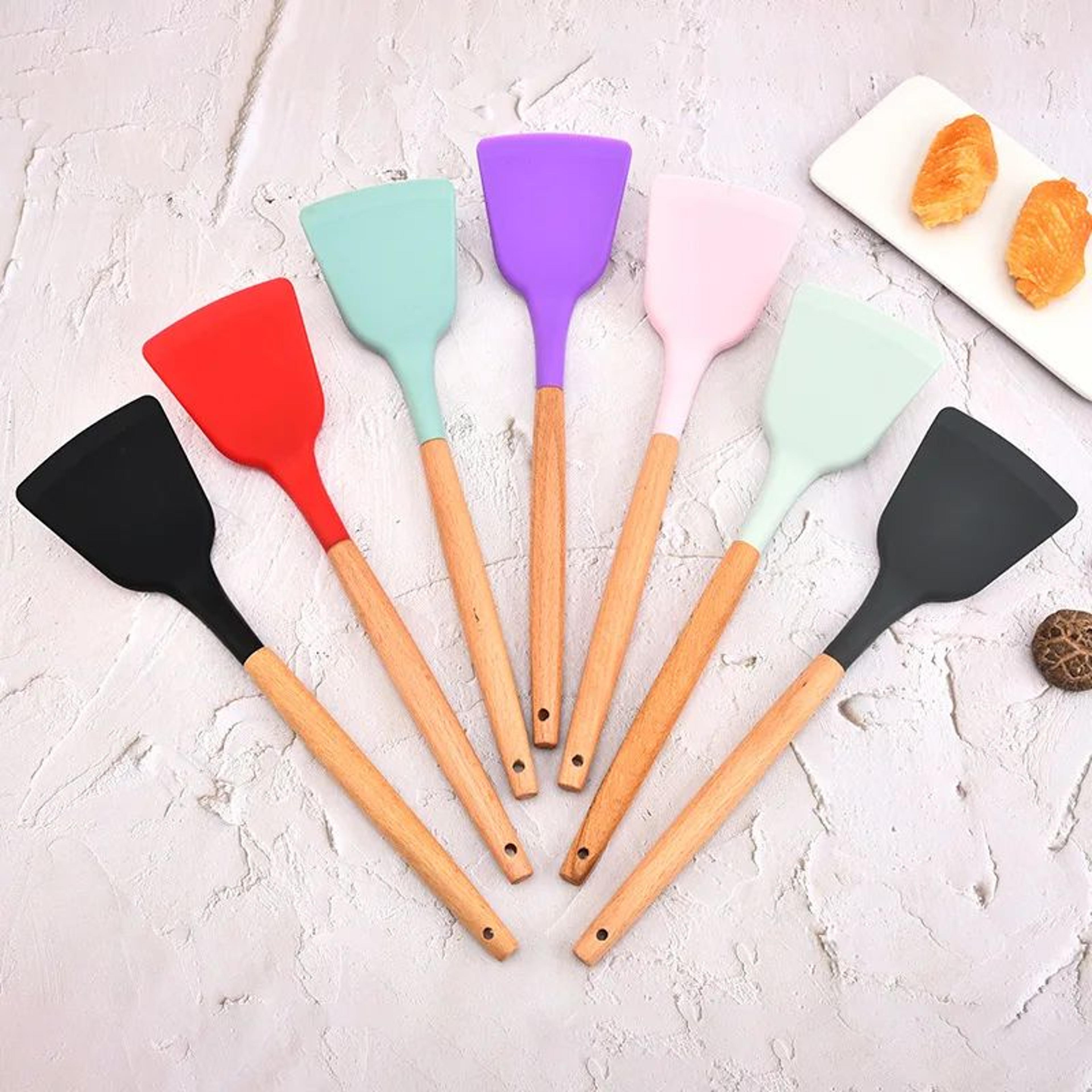 wide silicone spatula turner for non-stick cooking, pizza, eggs and pancakes