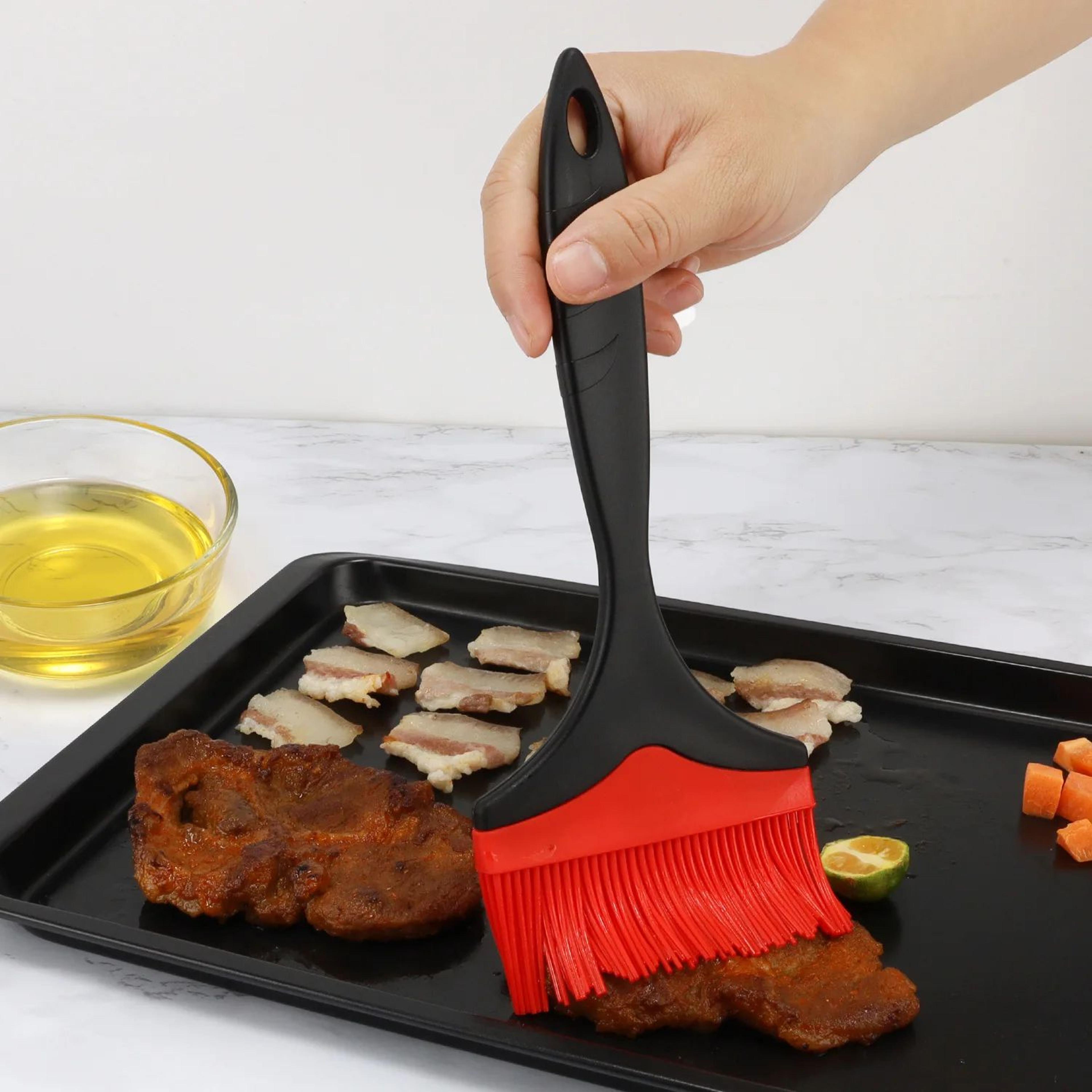 silicone bbq basting brush - heat resistant wide pastry and oil brush