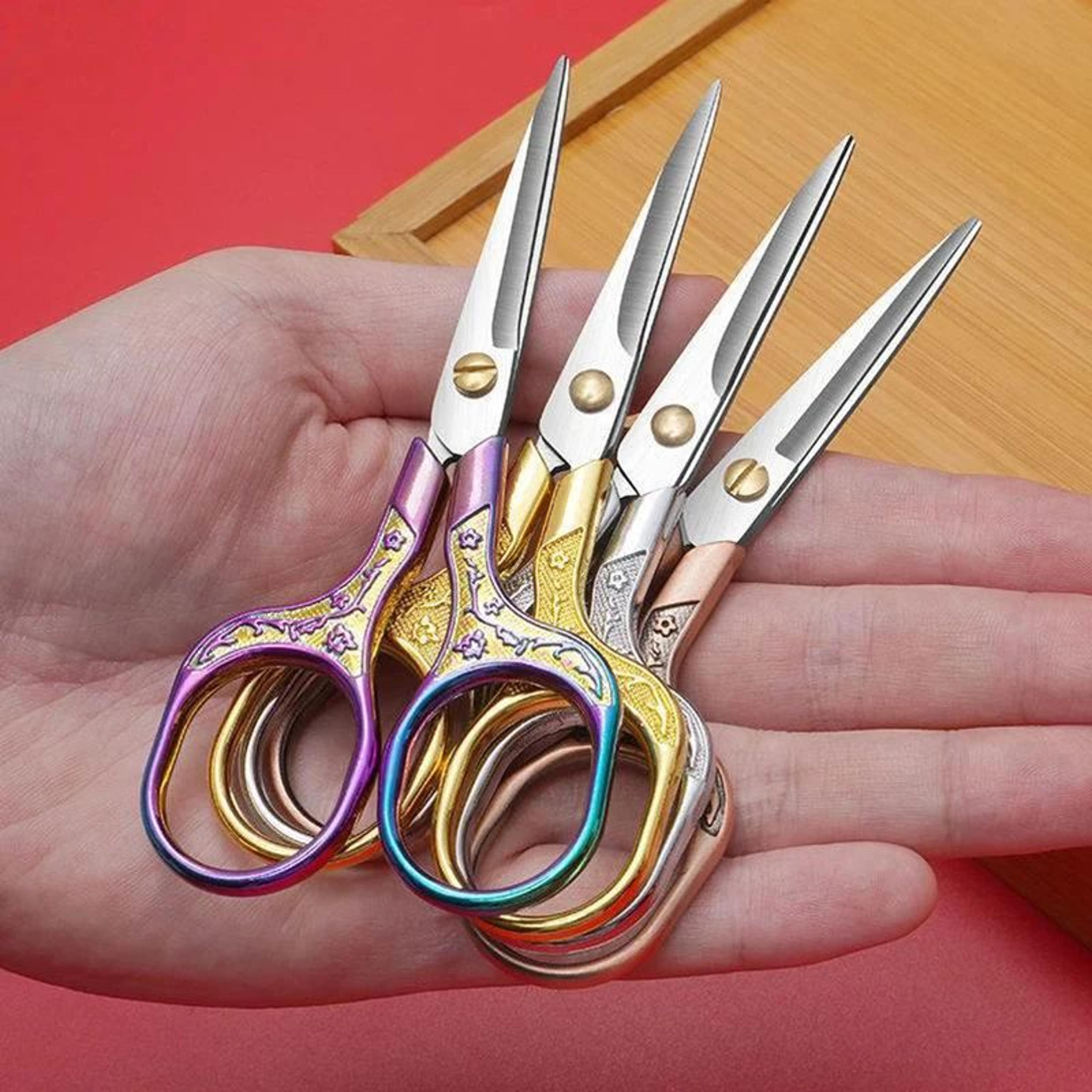 vintage stainless steel embroidery scissors for sewing, fabric and thread cutting