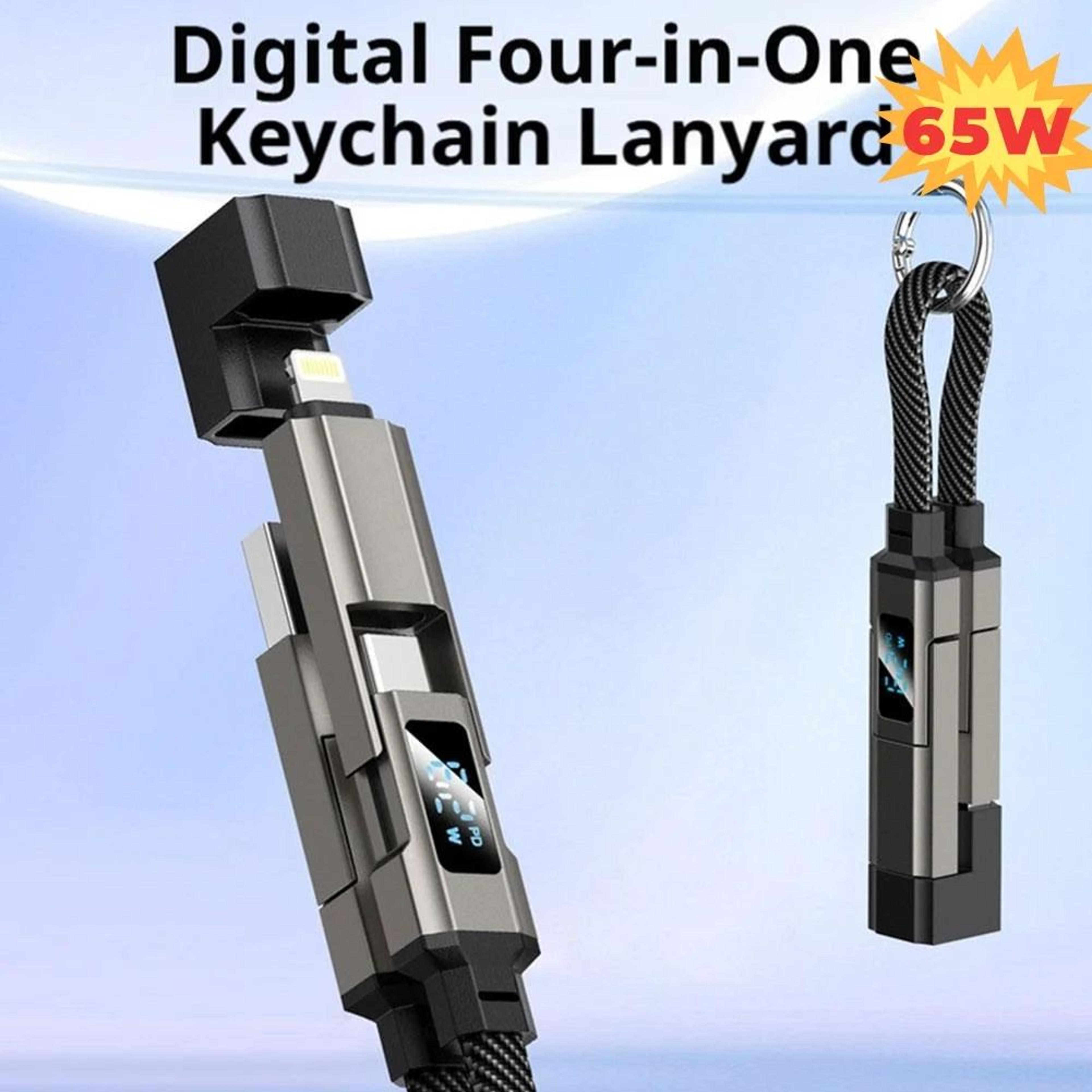 65w 4-in-1 digital display keychain fast charging cable