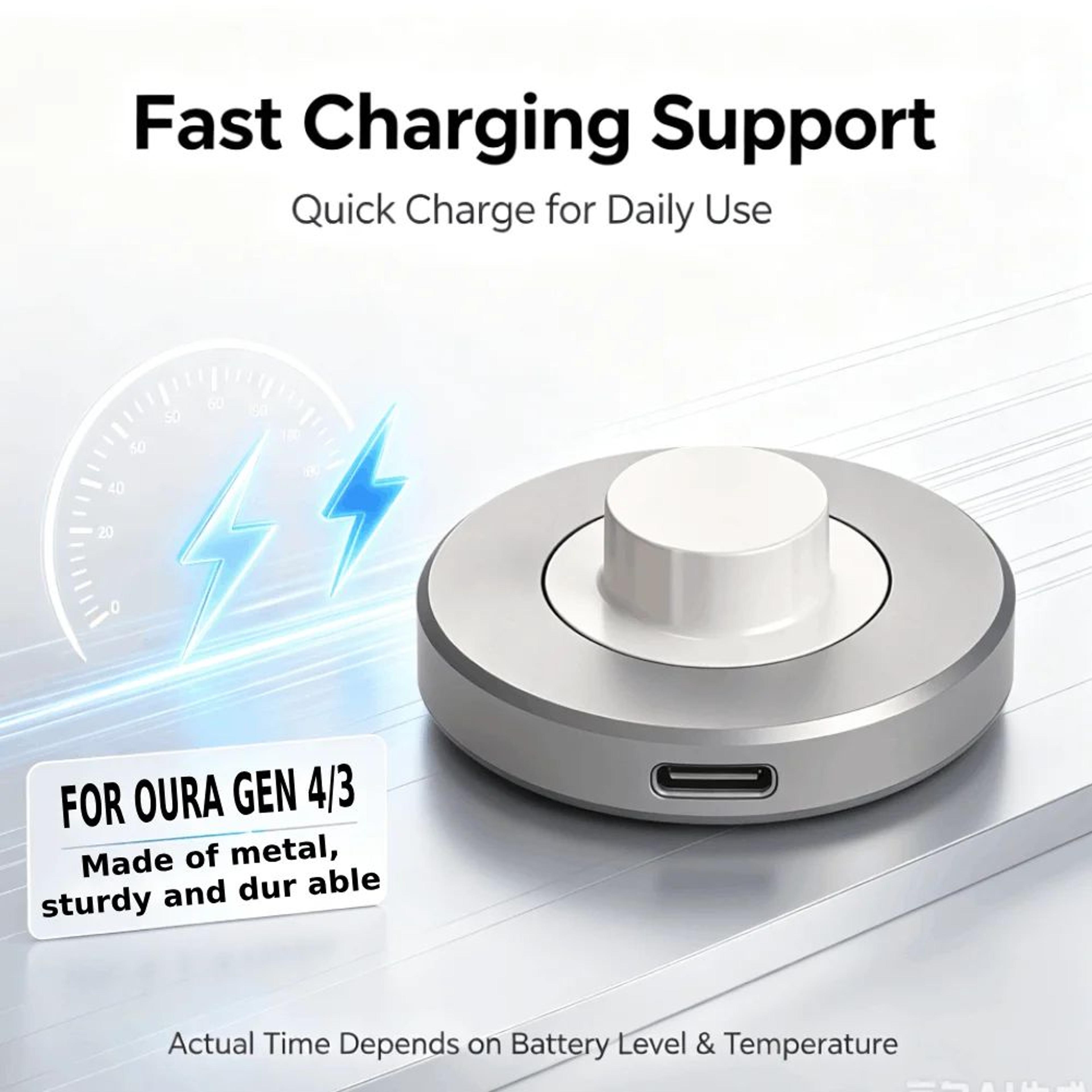 portable wireless charging case for oura ring gen 3 and 4 with led indicator
