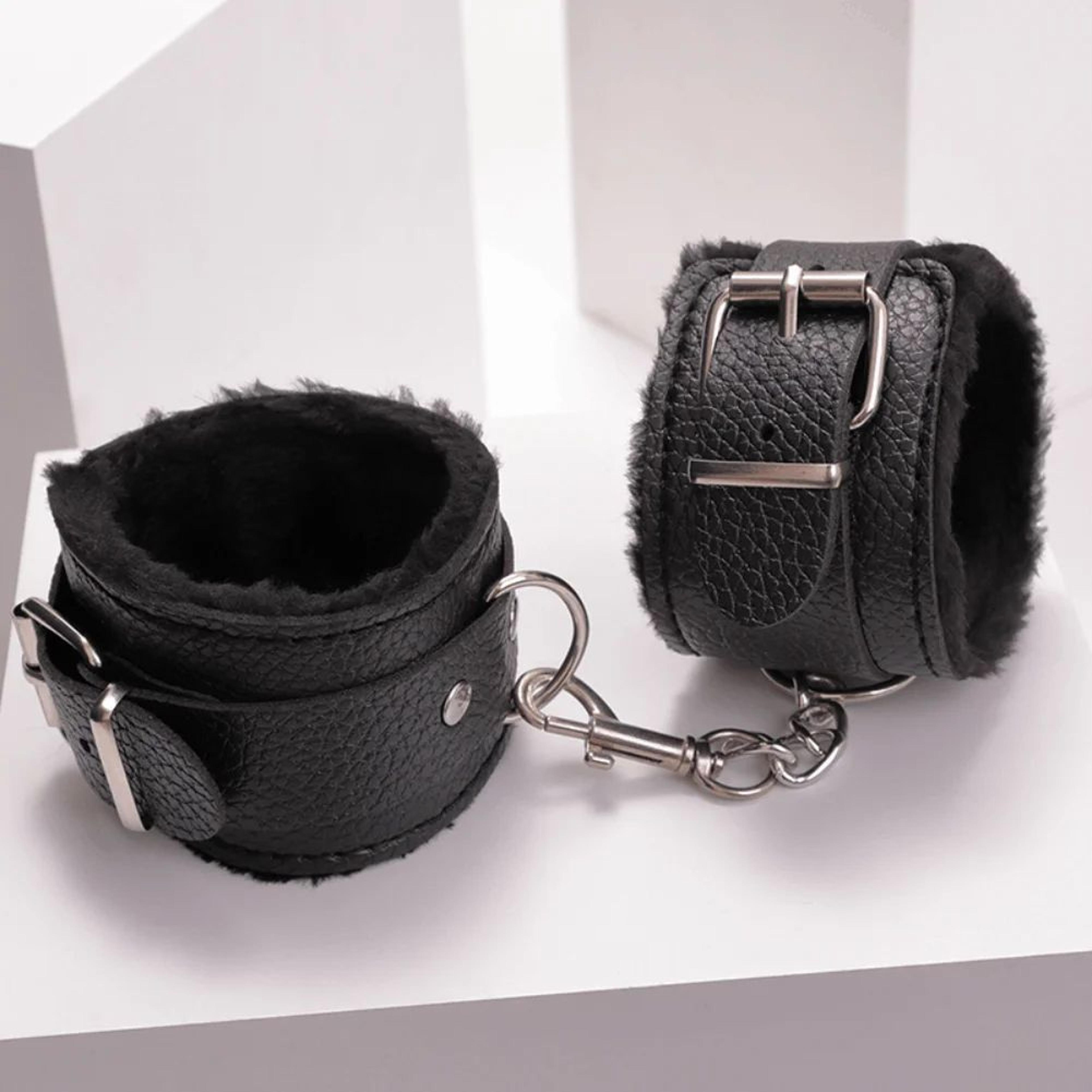 plush faux leather wrist and ankle cuffs soft adjustable restraint set