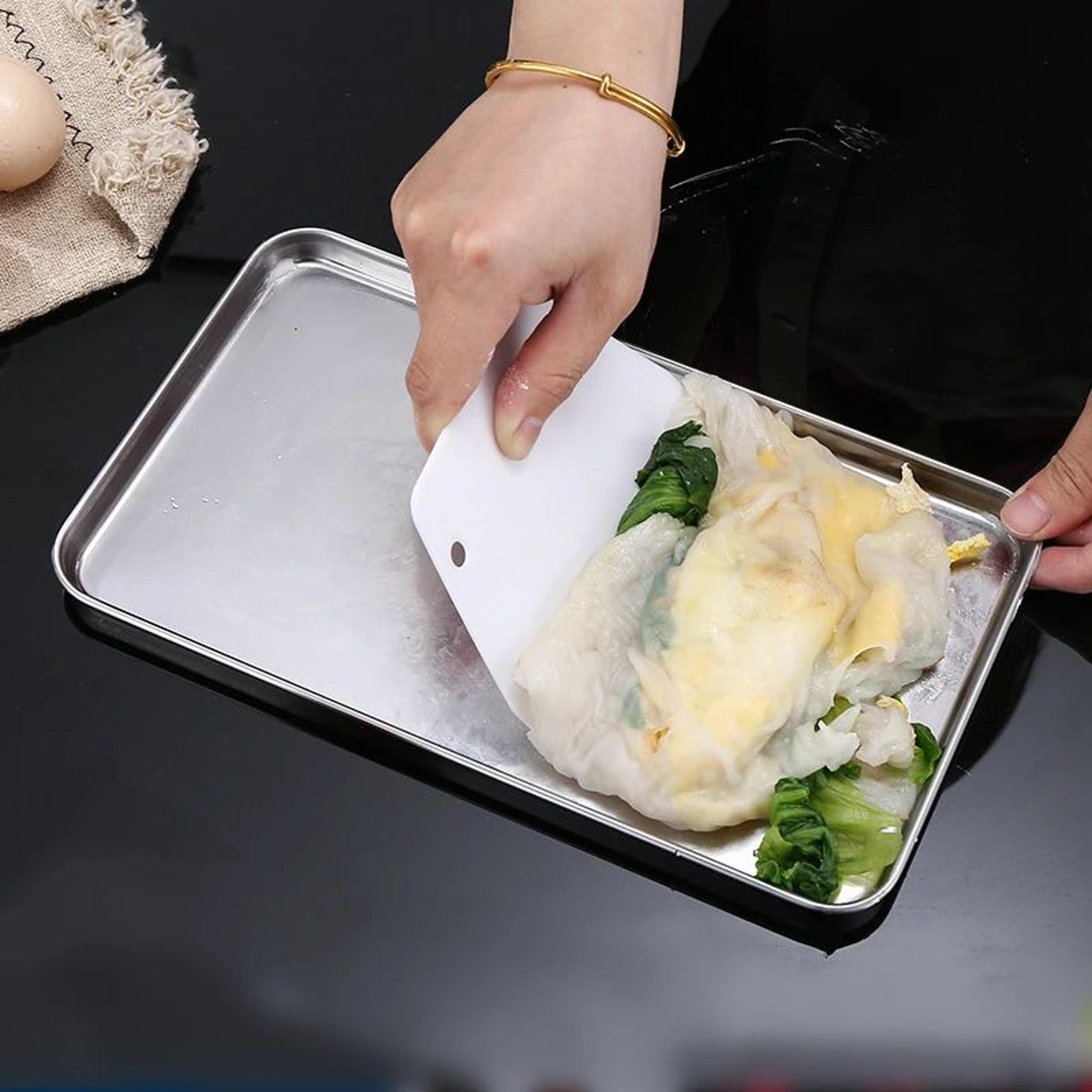 304 stainless steel rectangular food serving tray for kitchen, restaurant and pastry use