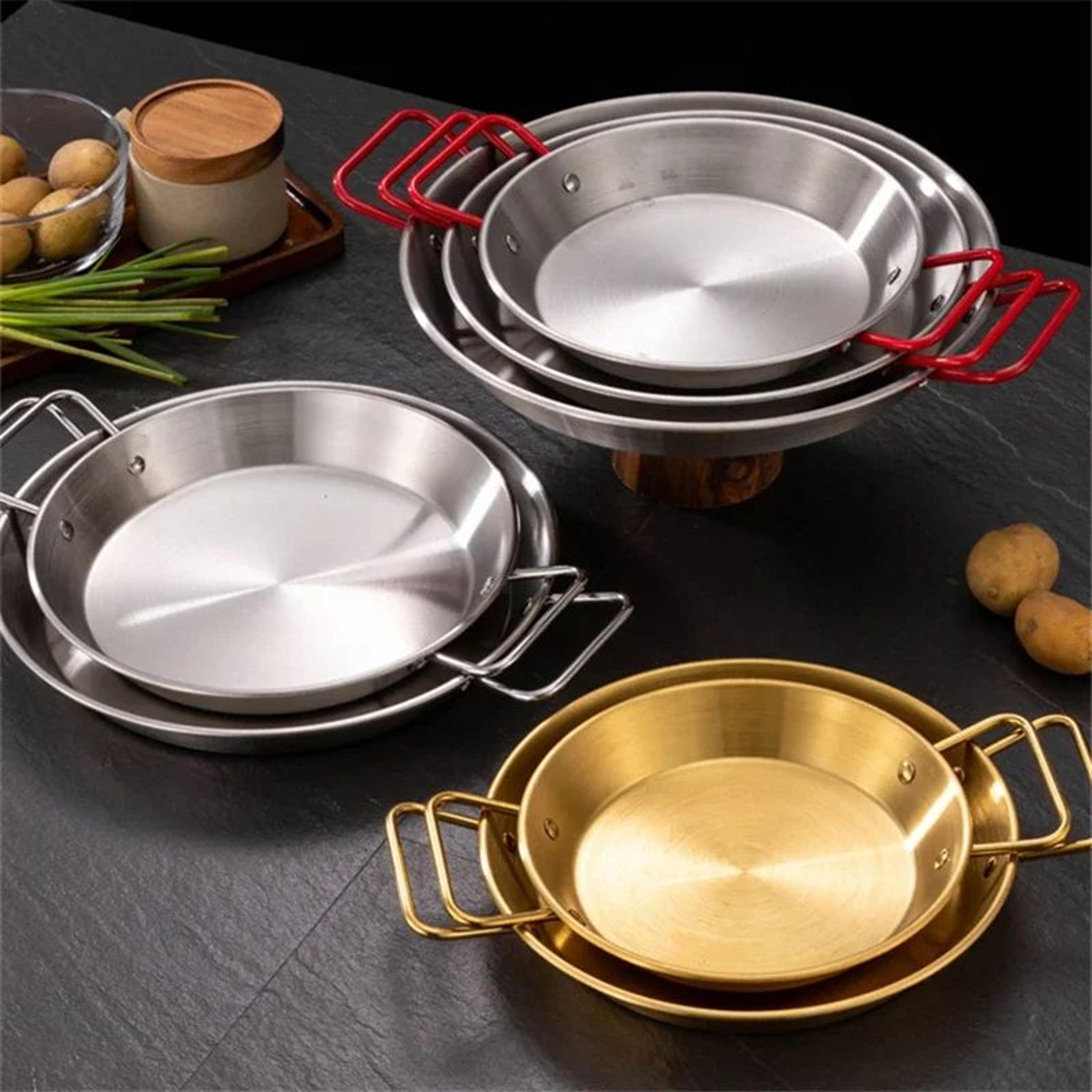 20-30cm stainless steel spanish paella pan with double handles