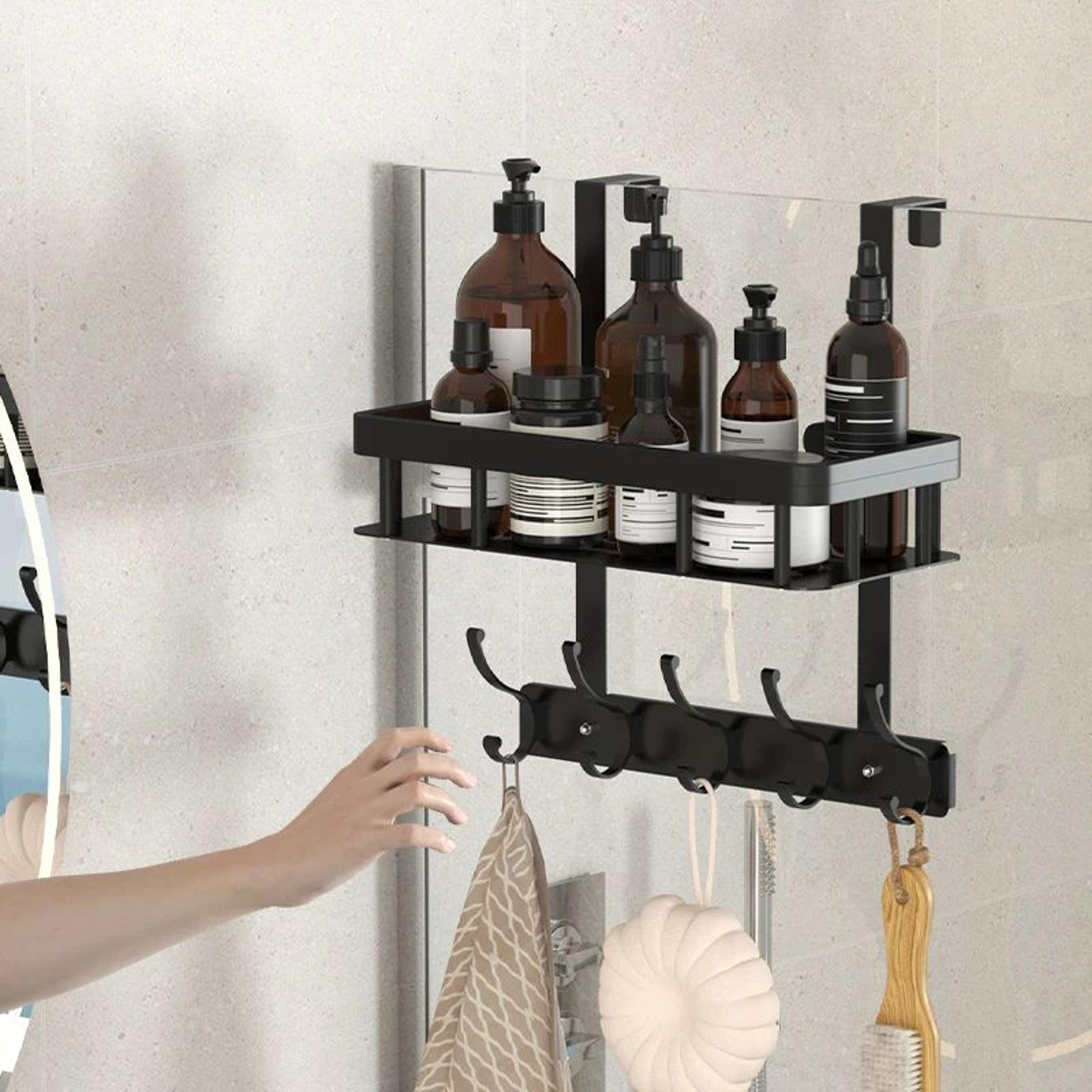 wall mounted bathroom storage rack for shower gel and toiletries