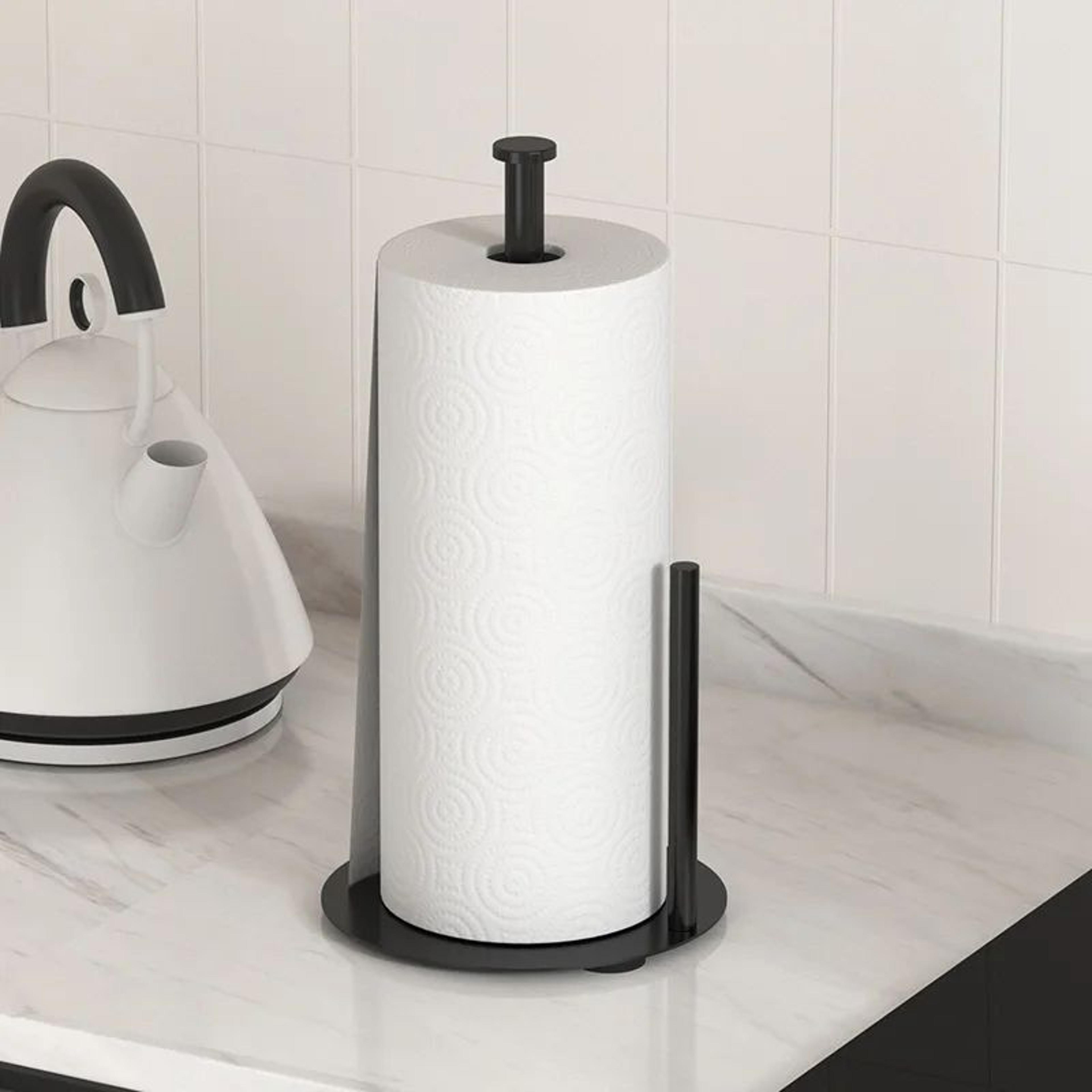 stainless steel weighted base paper towel holder countertop kitchen roll stand