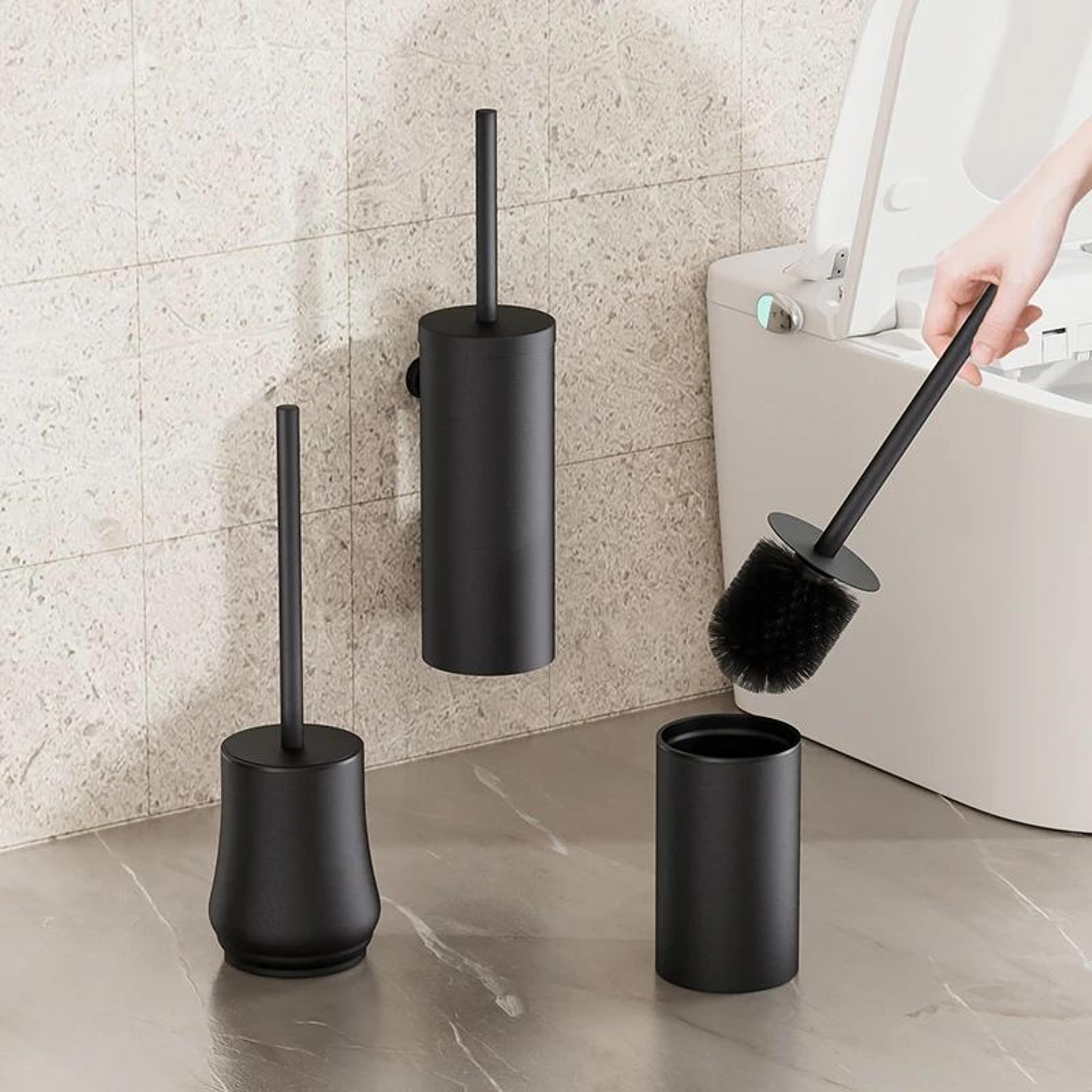 modern toilet brush and holder with stand for bathroom cleaning