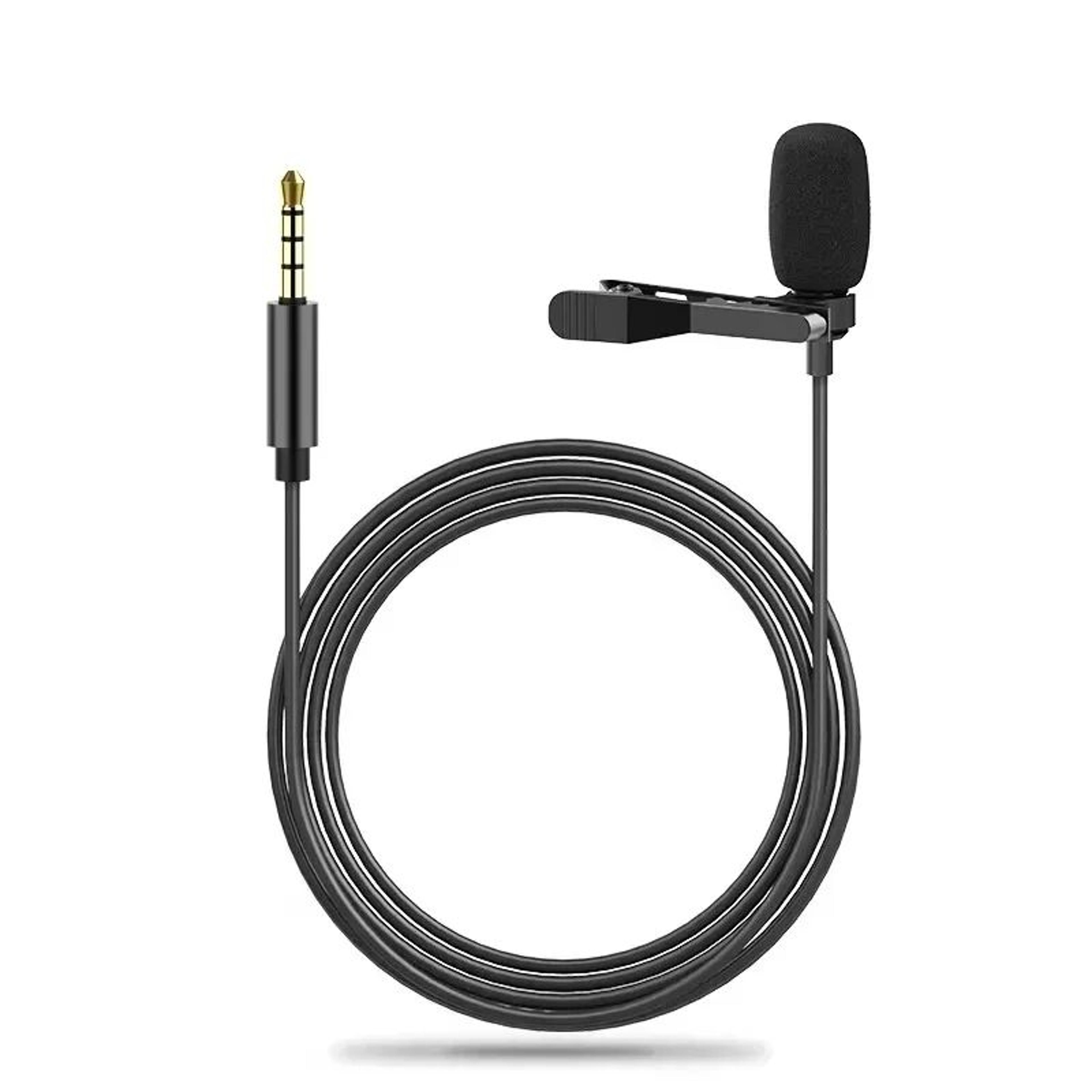portable mini lavalier microphone with usb type-c and 3.5mm clip-on condenser mic